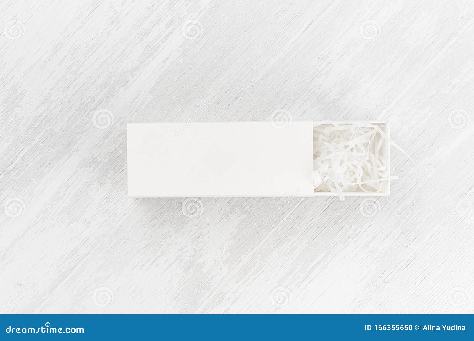 Download White Blank Open Rectangle Box With Filler Mock Up On Wood ...