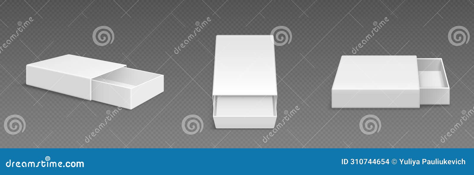 White Blank Open Slide Box Mockup. Stock Vector - Illustration of small,  cardboard: 310744654, image size:1600x590