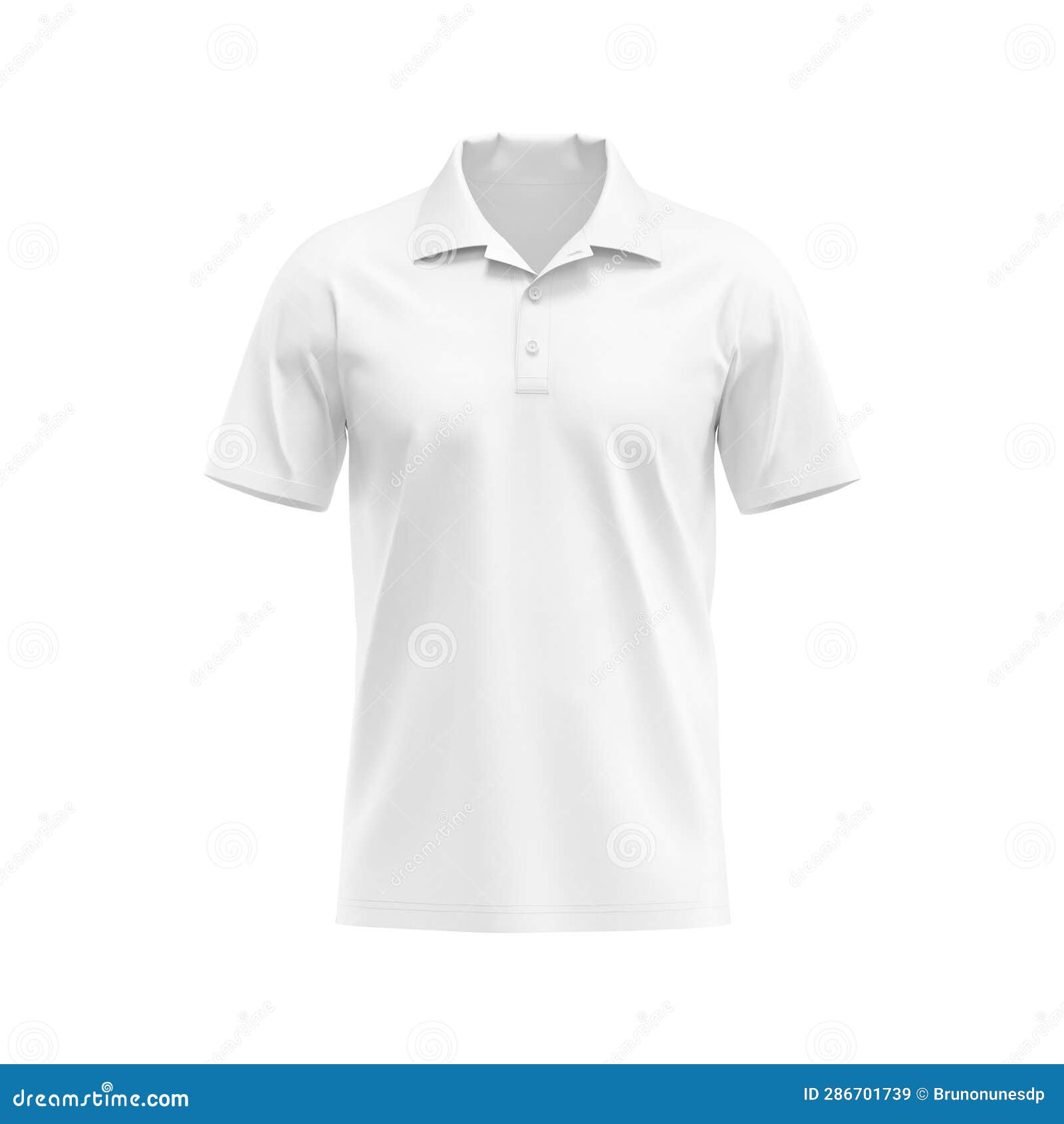 White Blank Polo T-shirt Template, Natural Shape on Invisible Mannequin ...