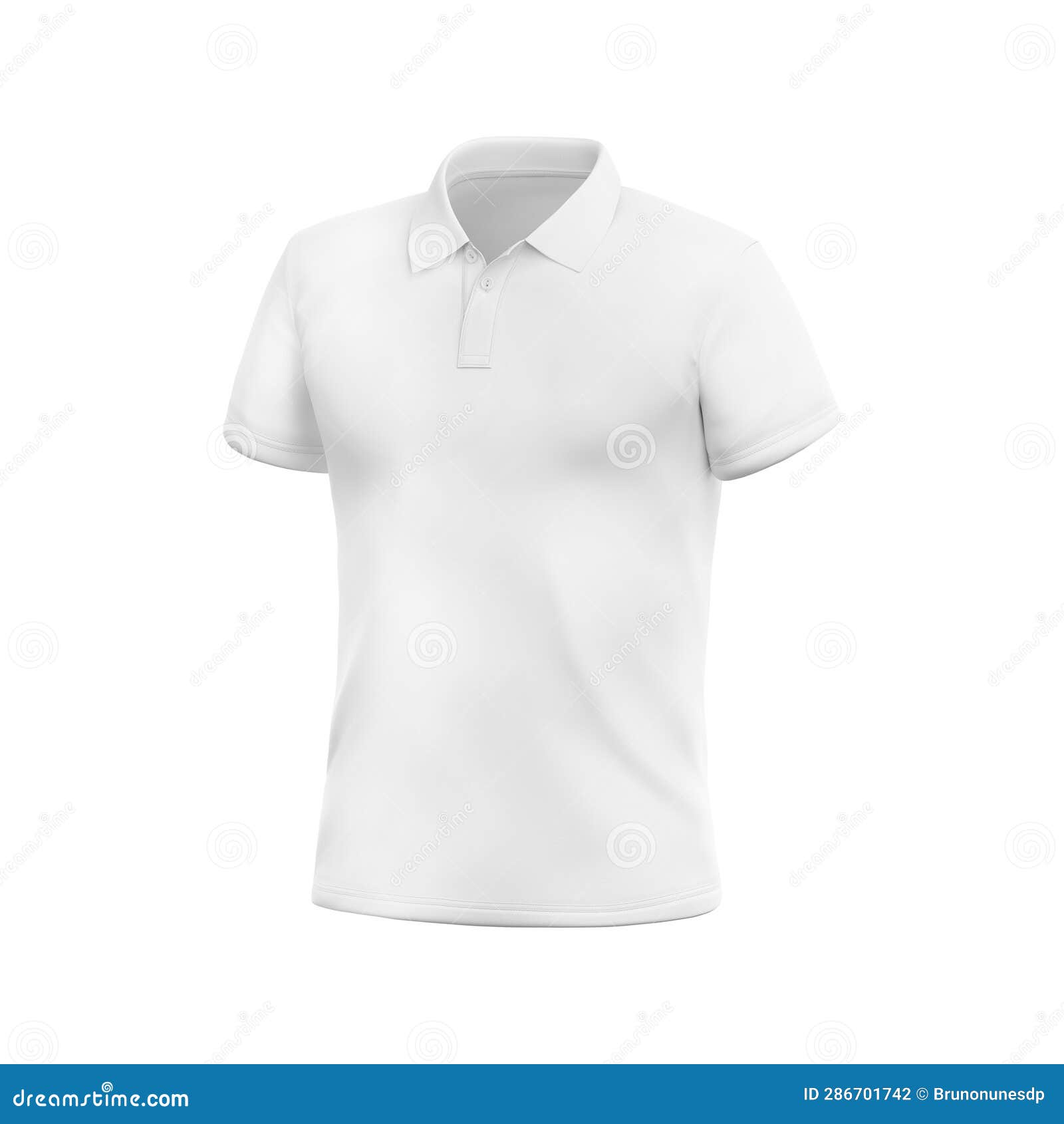 White Blank Polo T-shirt Template, Natural Shape on Invisible Mannequin ...