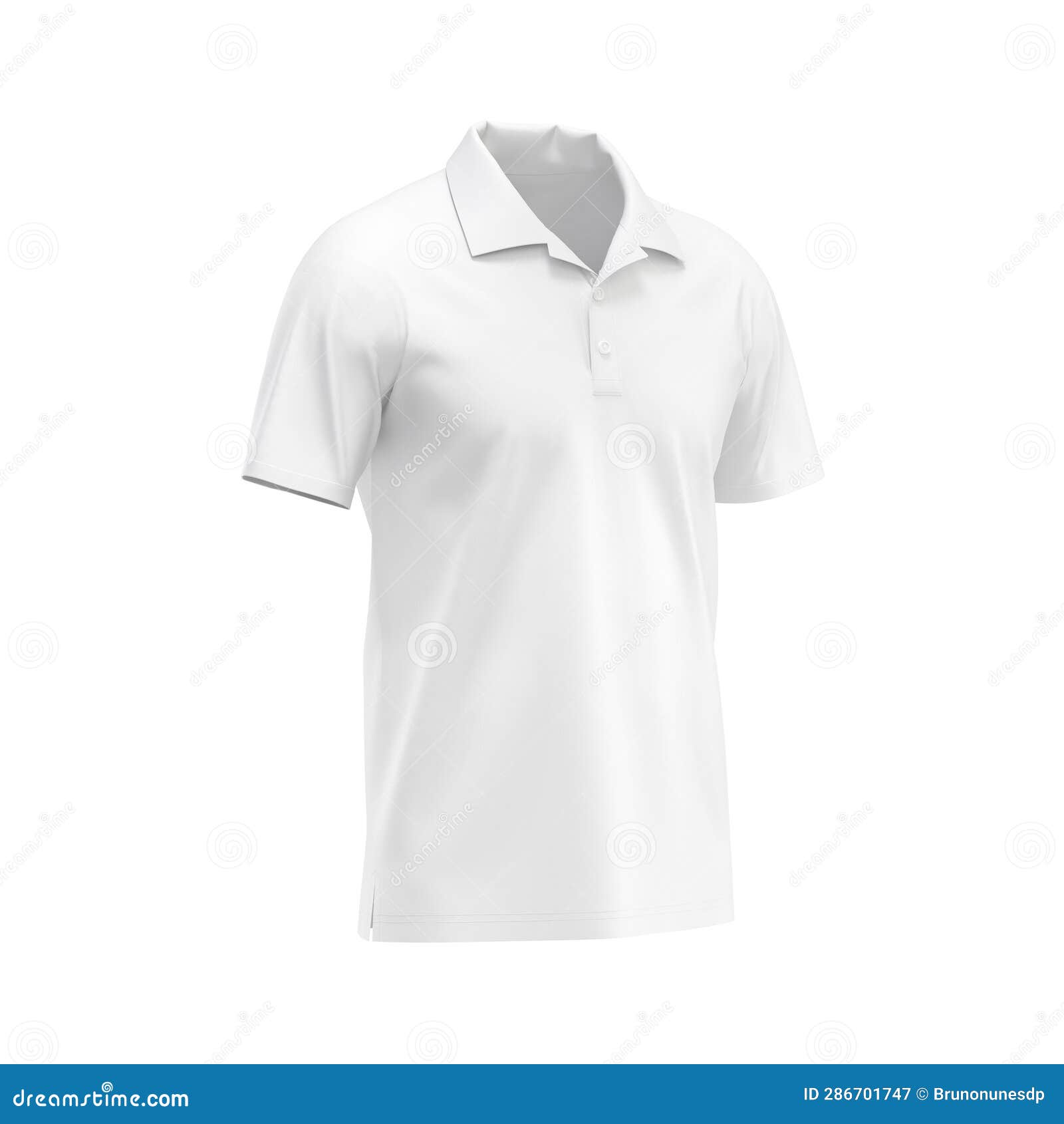 White Blank Polo T-shirt Template, Natural Shape on Invisible Mannequin ...