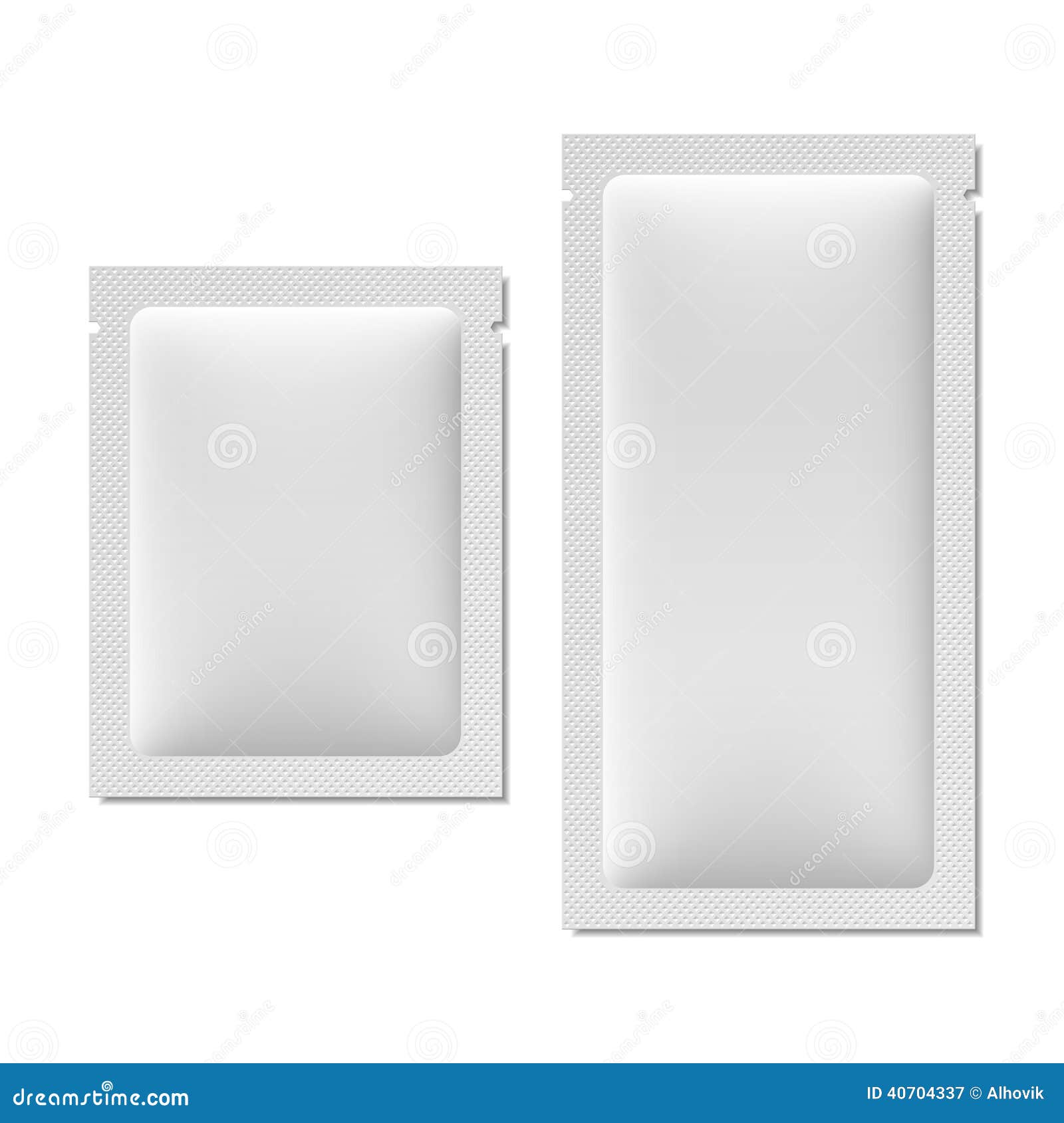 white blank sachet packaging for food, cosmetics, or medicine