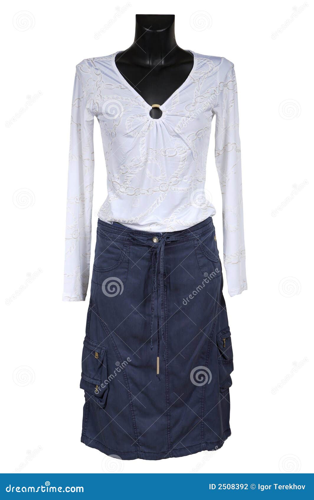 White Blouse and Jeans Skirt Stock Photo Image of white, display 2508392