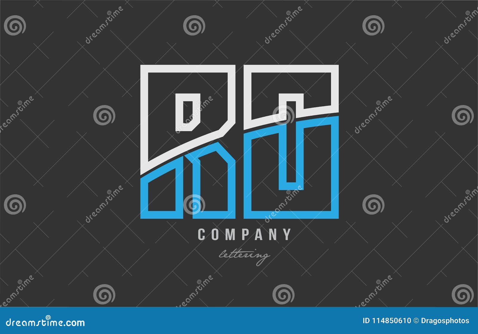 White Blue Alphabet Letter Ro R O Logo Icon Design Stock Vector ...