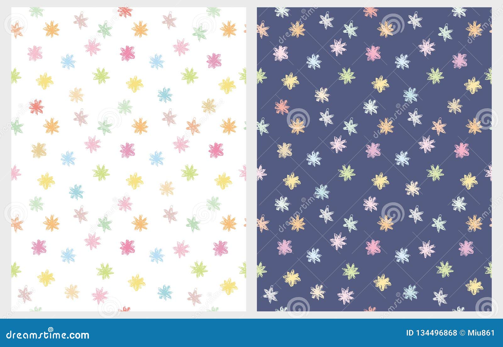 cute multicolor abstract stars  patterns. pastel colors.
