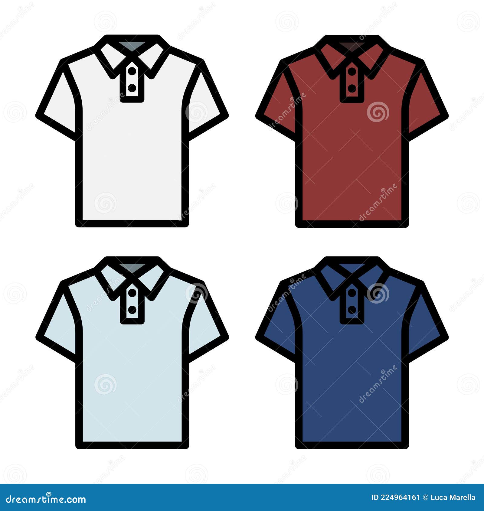 Polo shirts line icon set stock vector. Illustration of graphic - 224964161