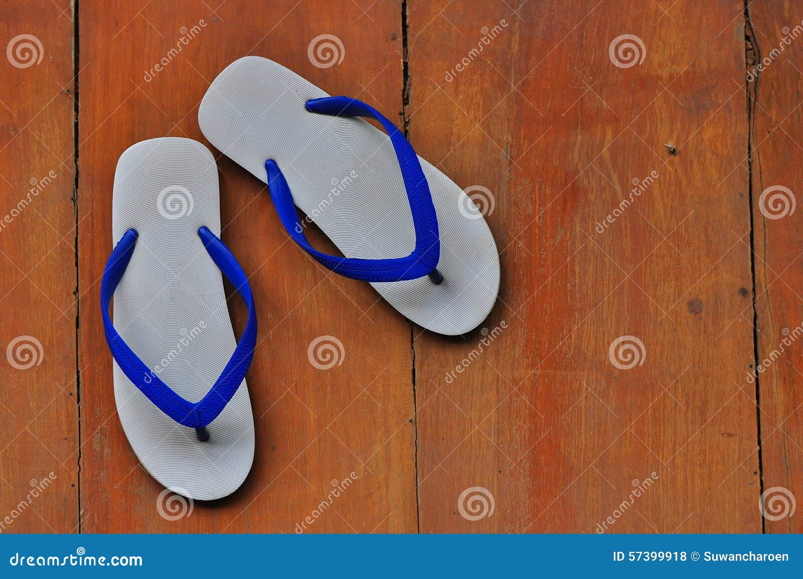 blue and white flip flops