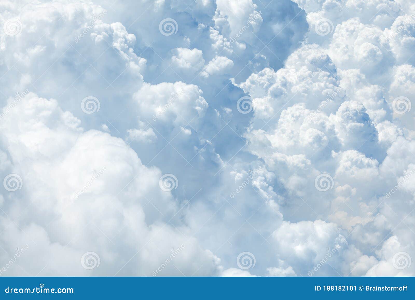 White And Blue Soft Cumulus Clouds In The Sky Close Up Background Big