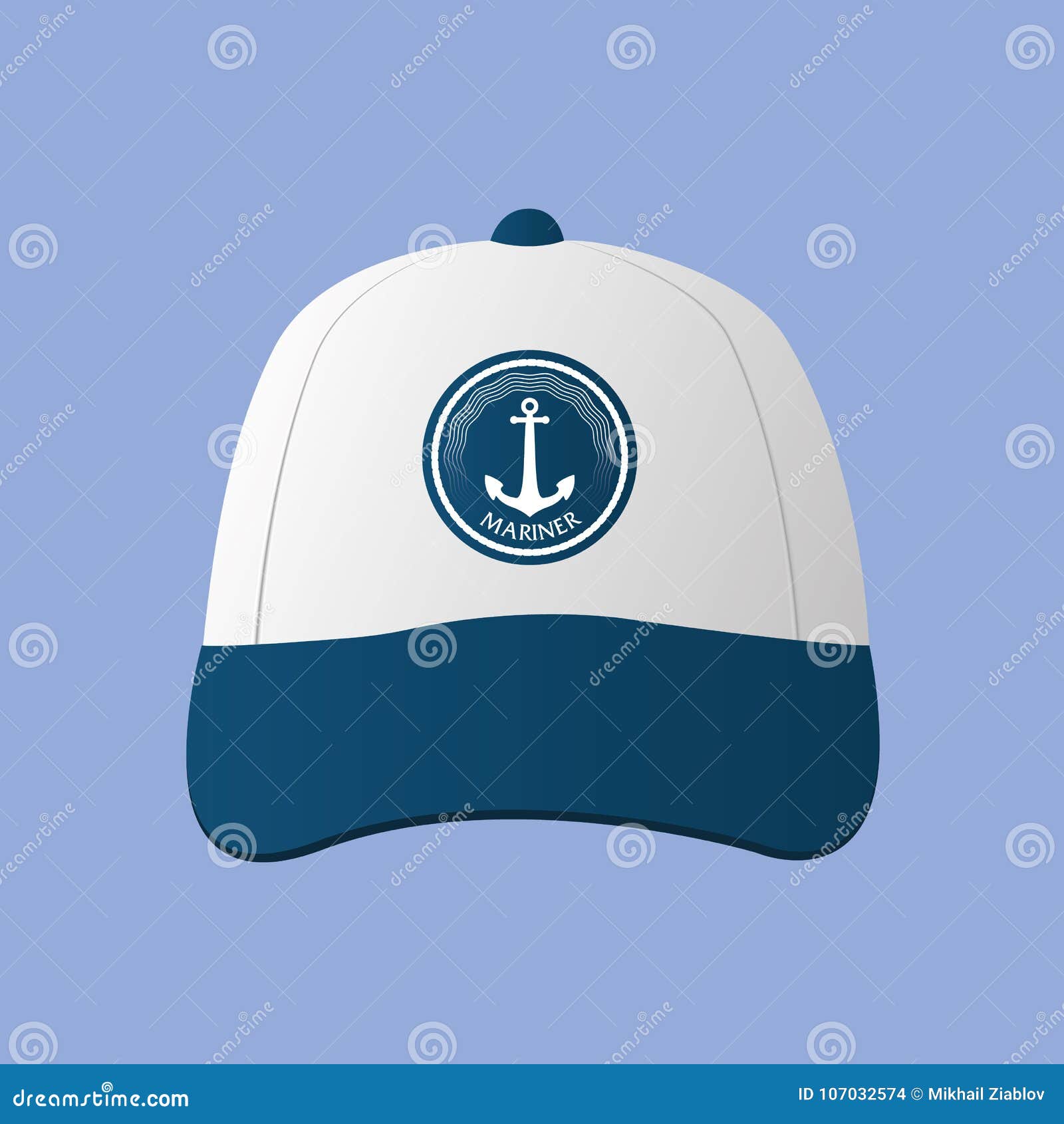 White Blue Vector Baseball Hat with Logo Stock Vector Illustration of