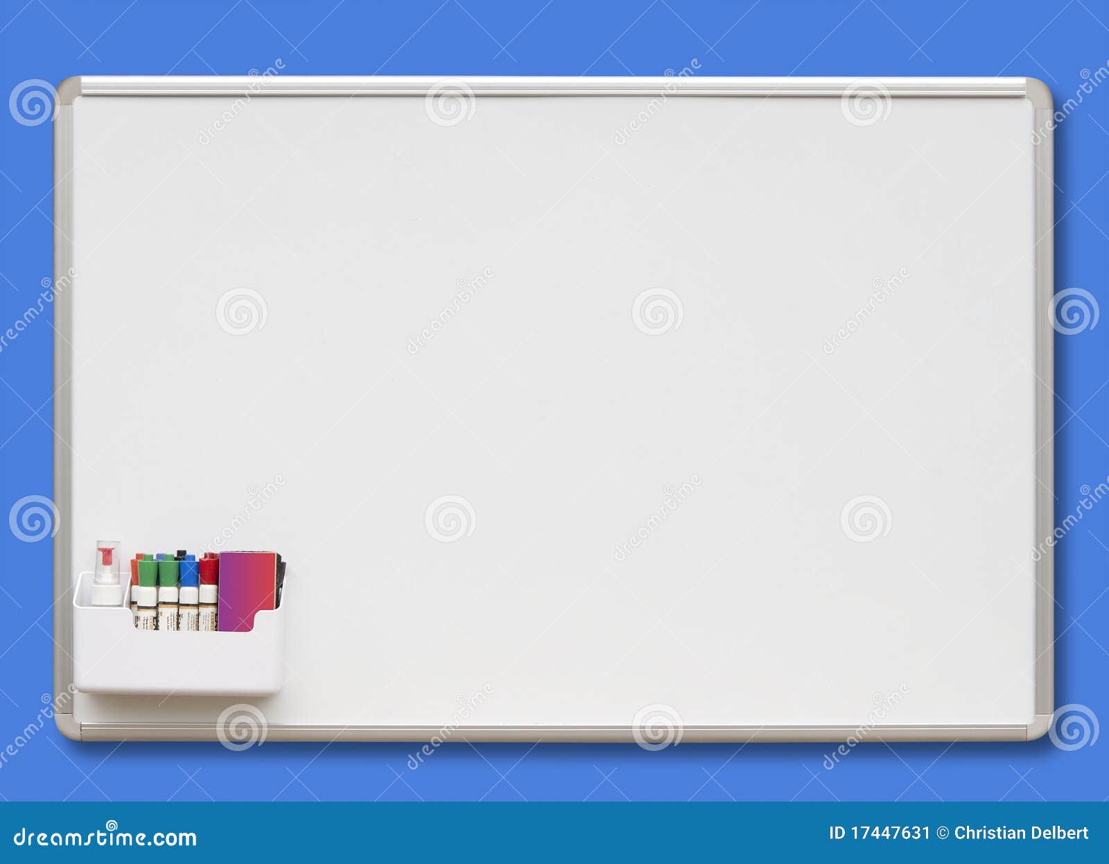 white board on blue, 