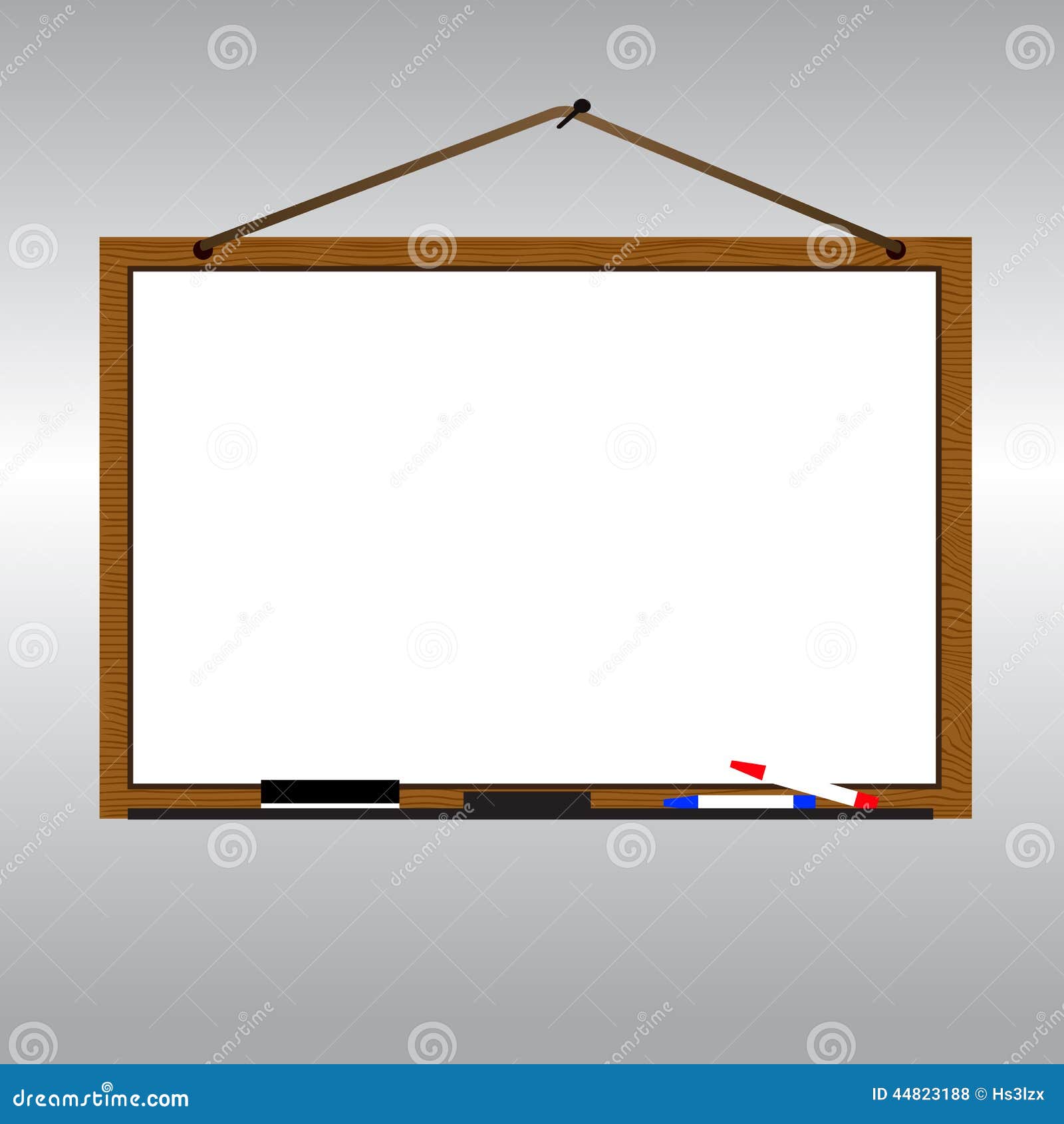 White Board with Rope Hanging on Nail Vector Stock Vector
