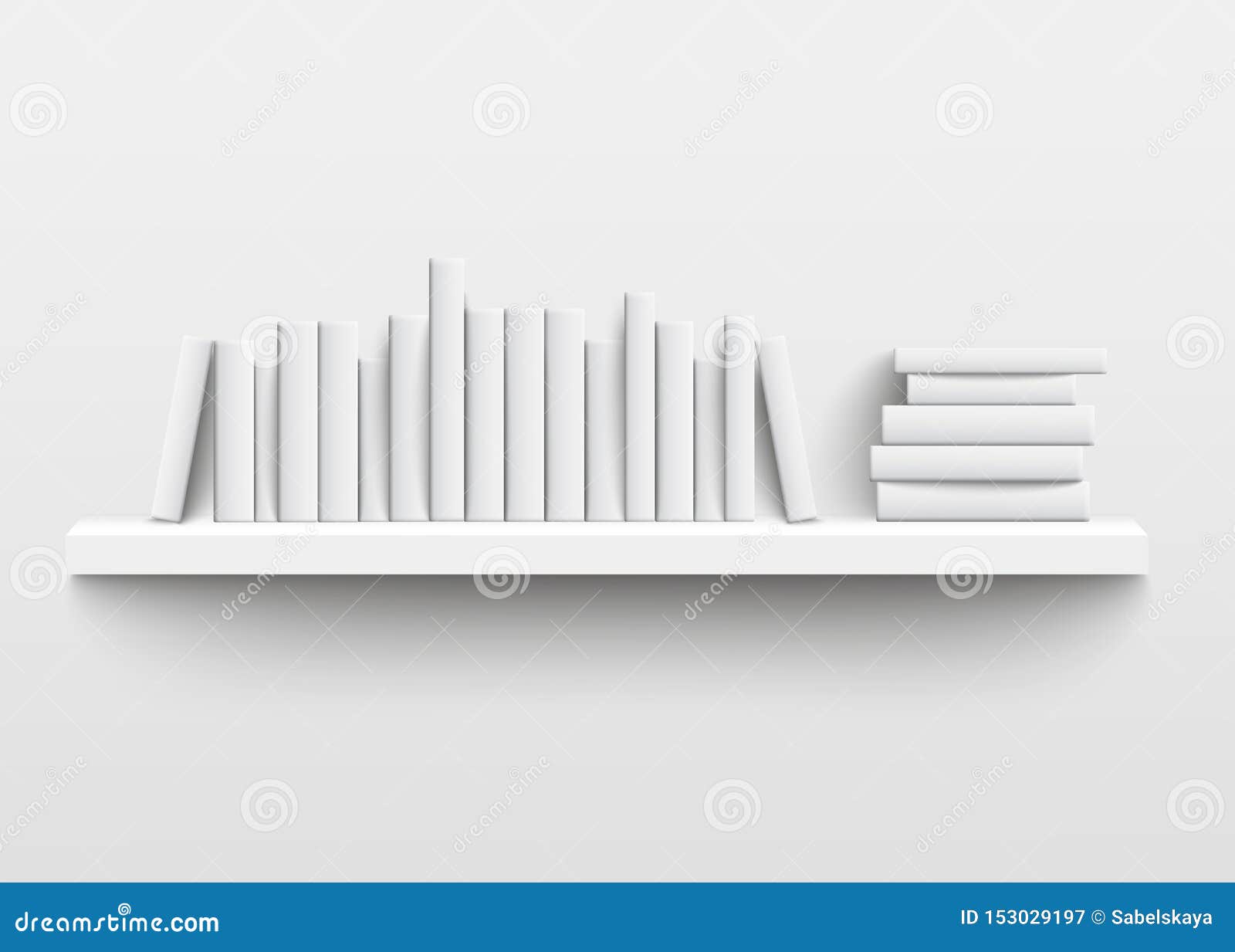 White Book Shelf Mockup On The Wall 3d Realistic Design Of