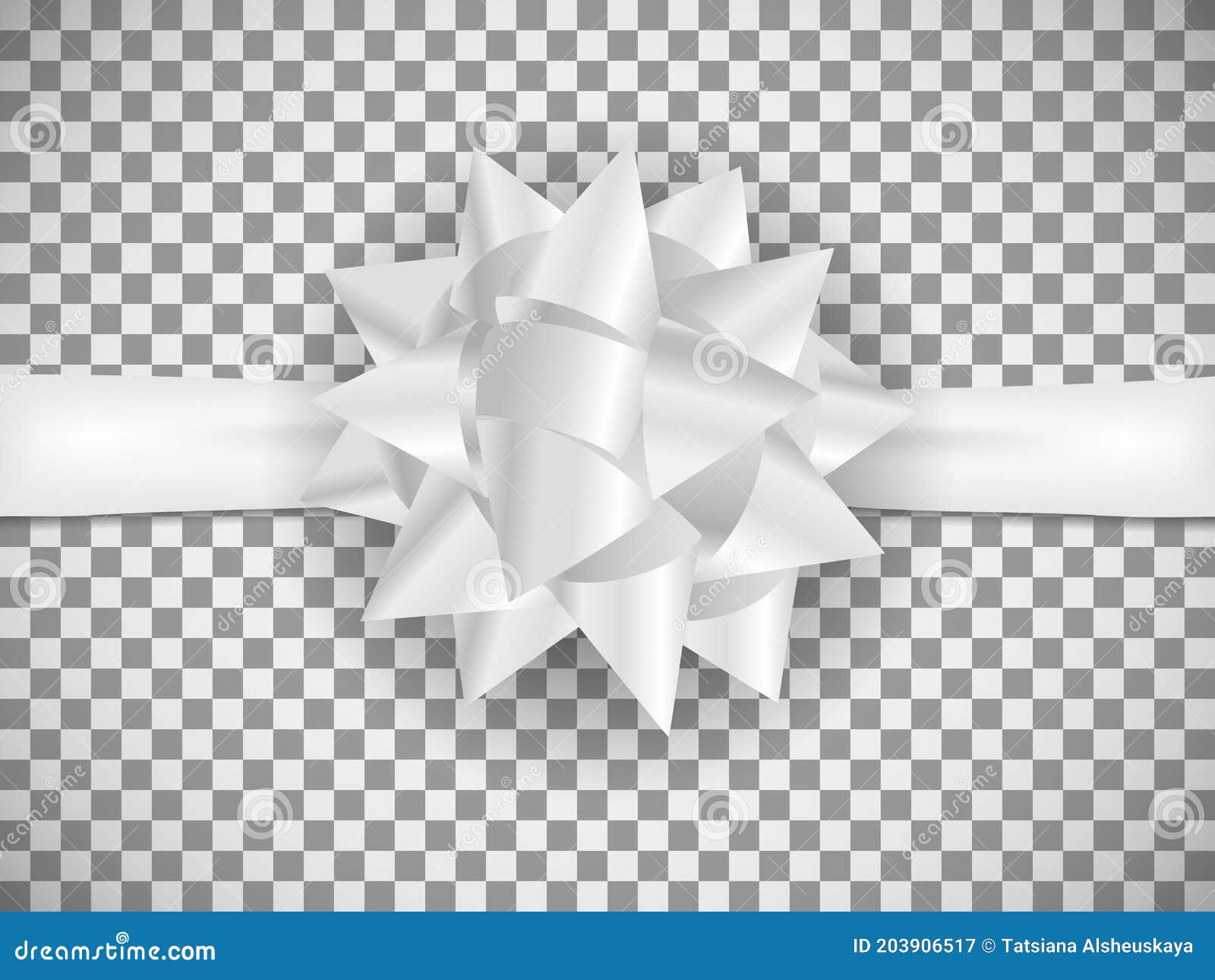 White Bow for Gift Wrapping on a Transparent Background. Stock Vector