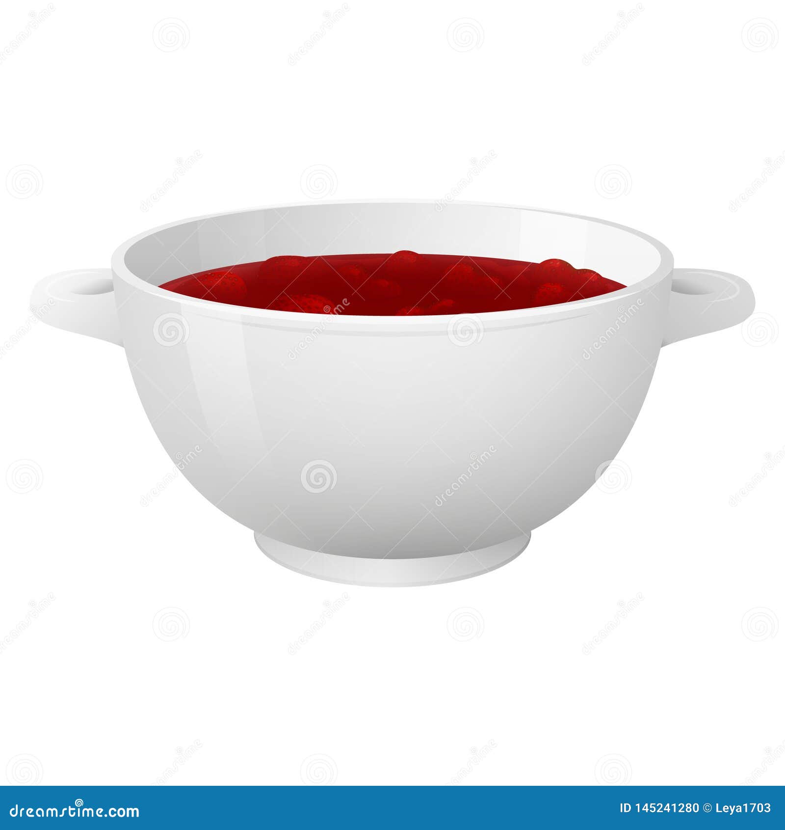 white bowl with delicios strawberry jam.