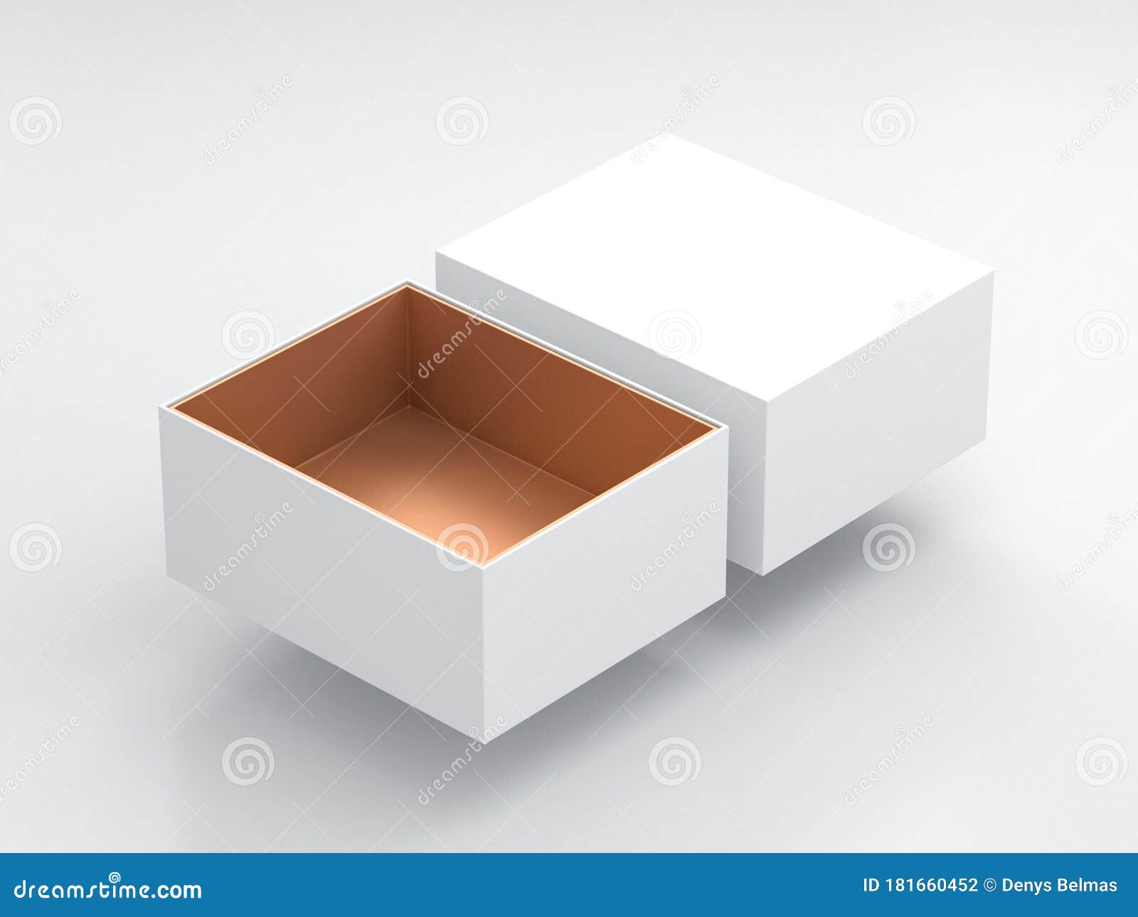 Download White Box Mockup With Open Cover And Golden Cardboard ...