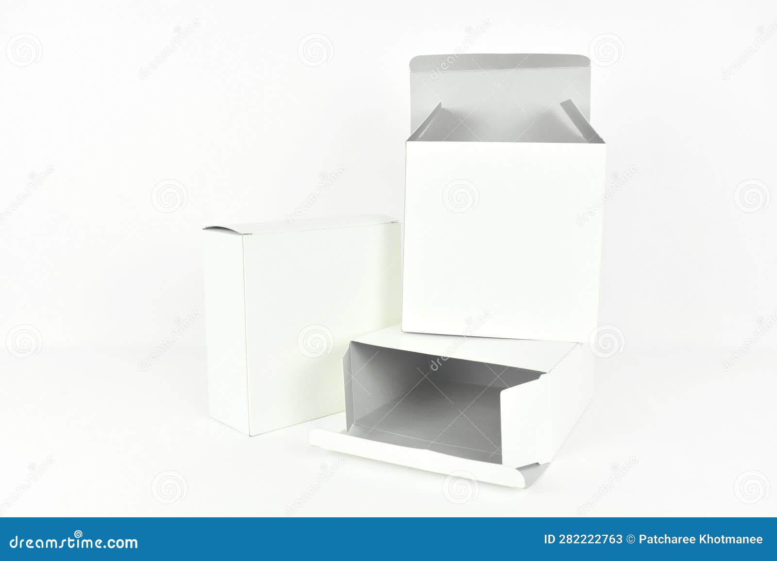 White Box Packaging Set on White Background Stock Image - Image of ...