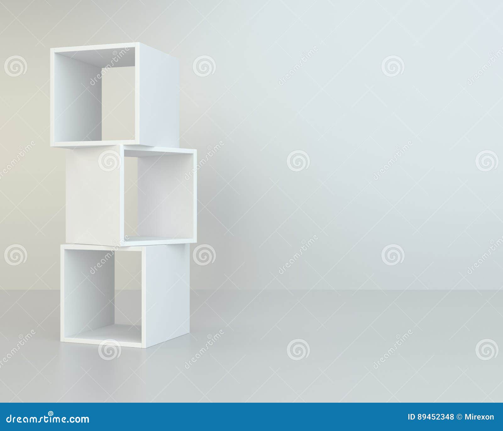 White Box Shelves. 3d Rendering on Background Room Stock Illustration