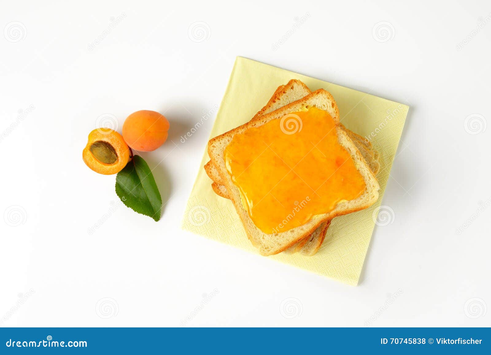 White Bread with Apricot Jam Stock Photo Image of orange, slice 70745838