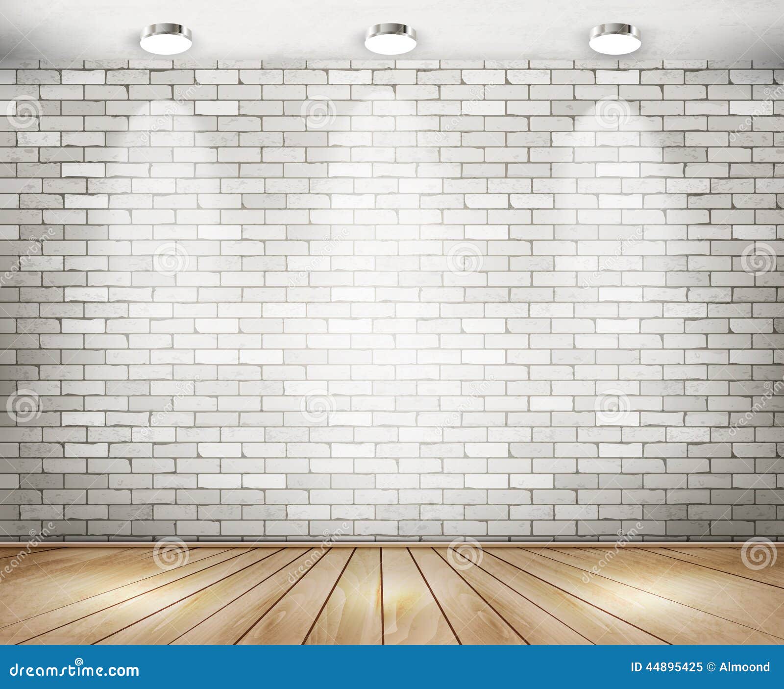 White Brick Room with Spotlights. Stock Vector - Illustration of house ...