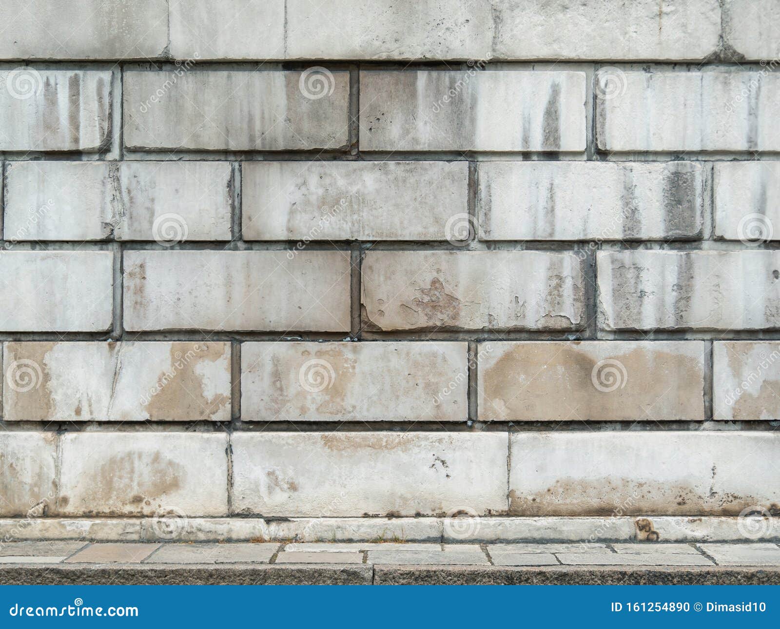 White Brick Wall Background And Concrete Floor Stock Photo Image