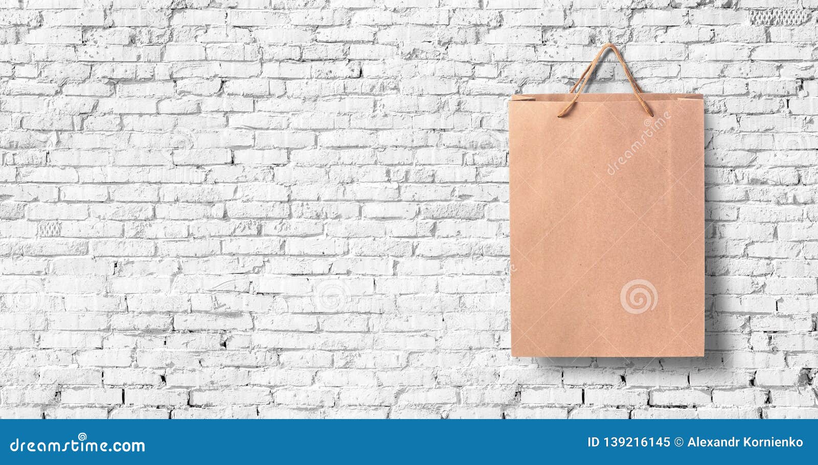 White Brick Wall with Paper Bag Stock Image Image of white, brick