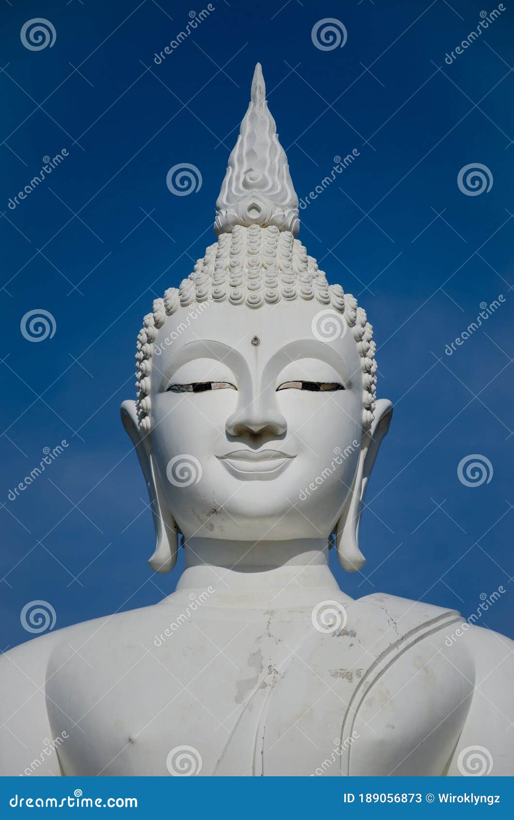 Big White Buddha Statue is Travel Landmark of Chumphon, Thailand