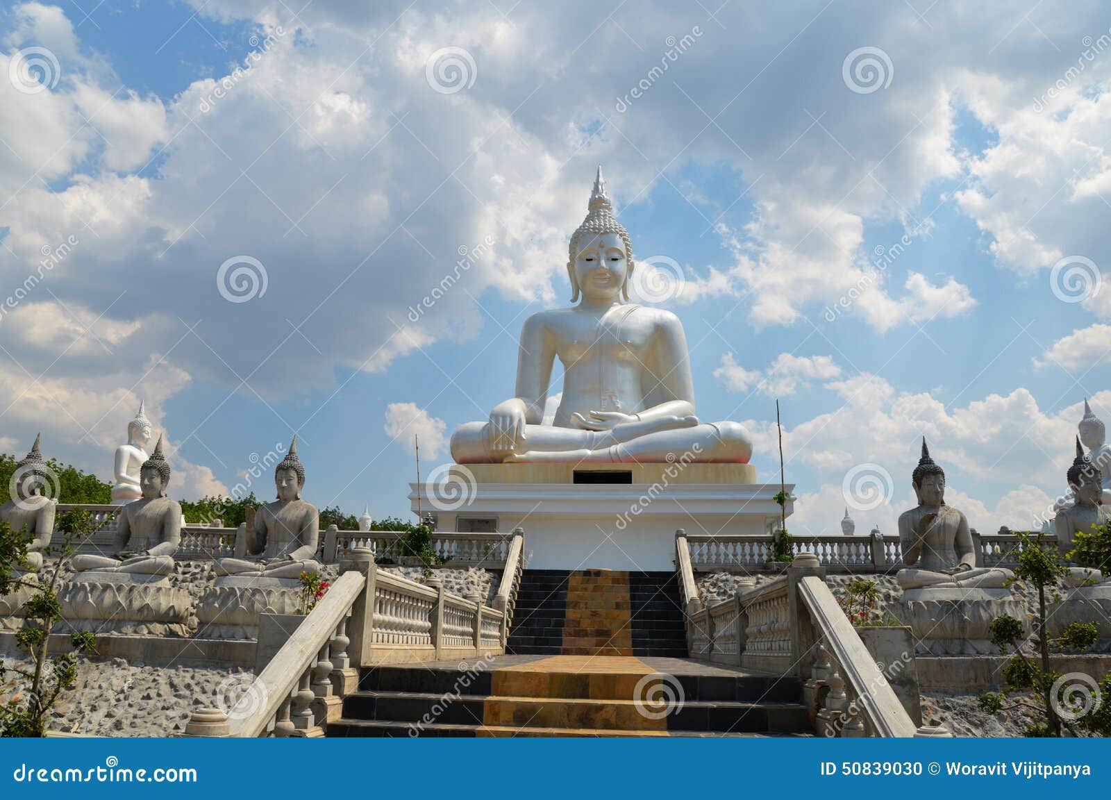 White Buddha Statue Outdoor Stock Photo Image of clouds, abstract 50839030