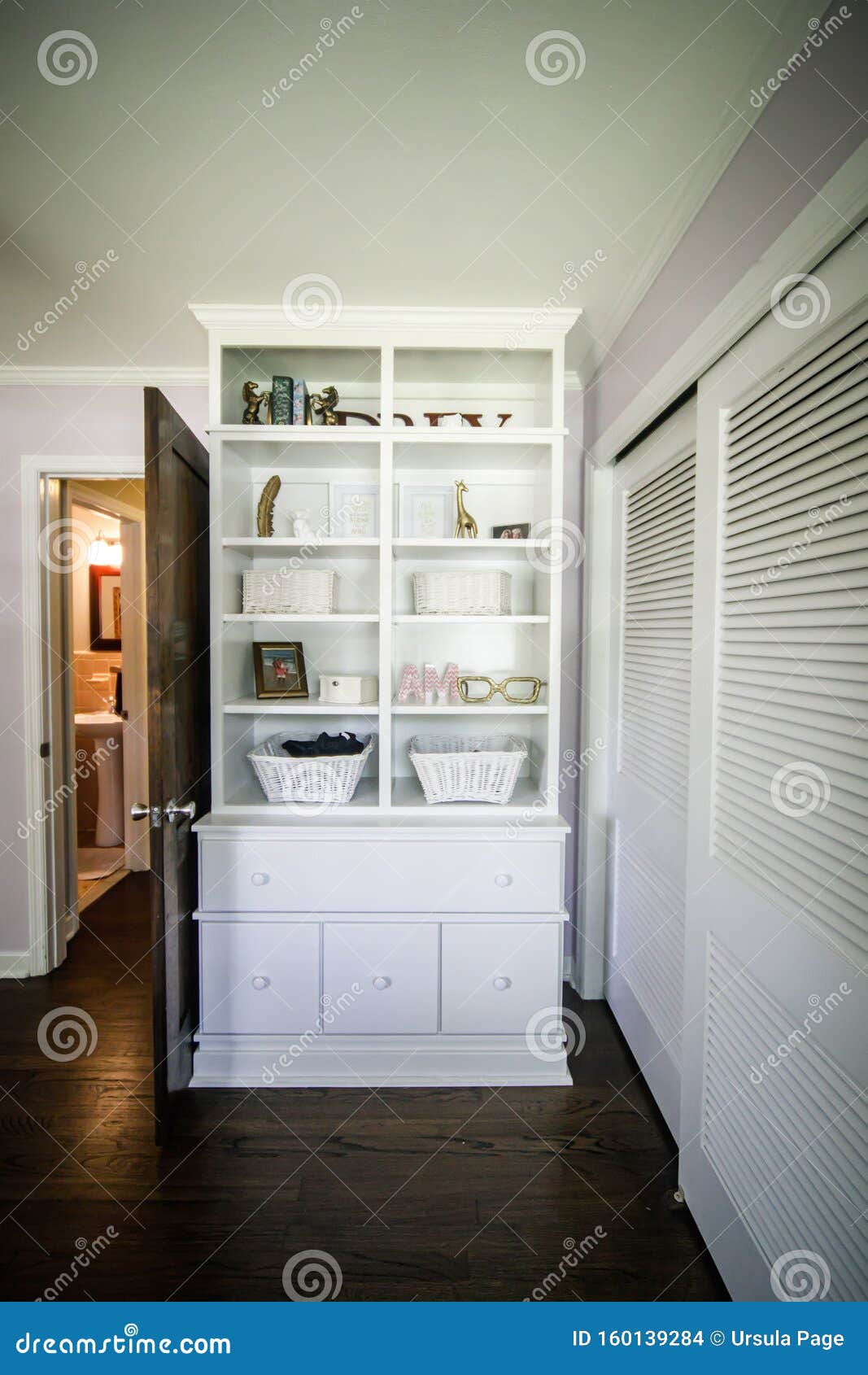 White Built in Decorative Shelves Stock Photo Image of light, items