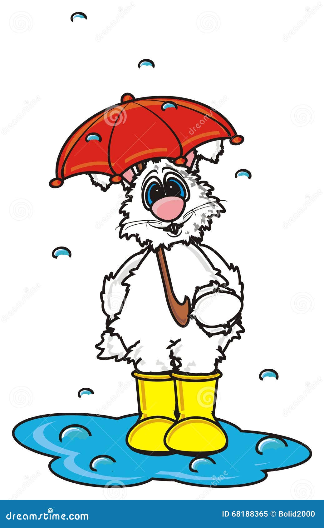 White Bunny Under an Umbrella Stock Illustration - Illustration of icon ...