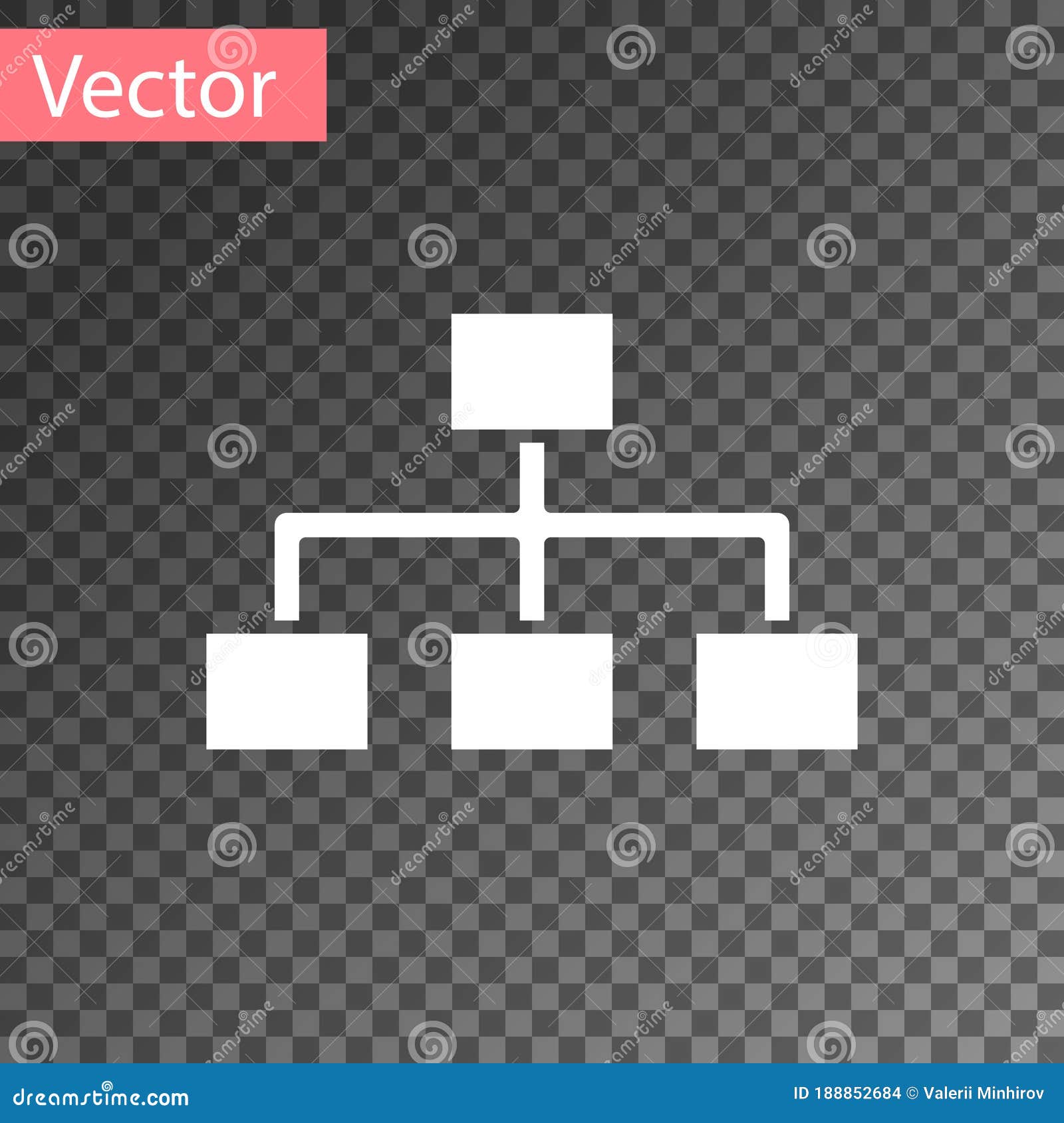 White Business Hierarchy Organogram Chart Infographics Icon Isolated On