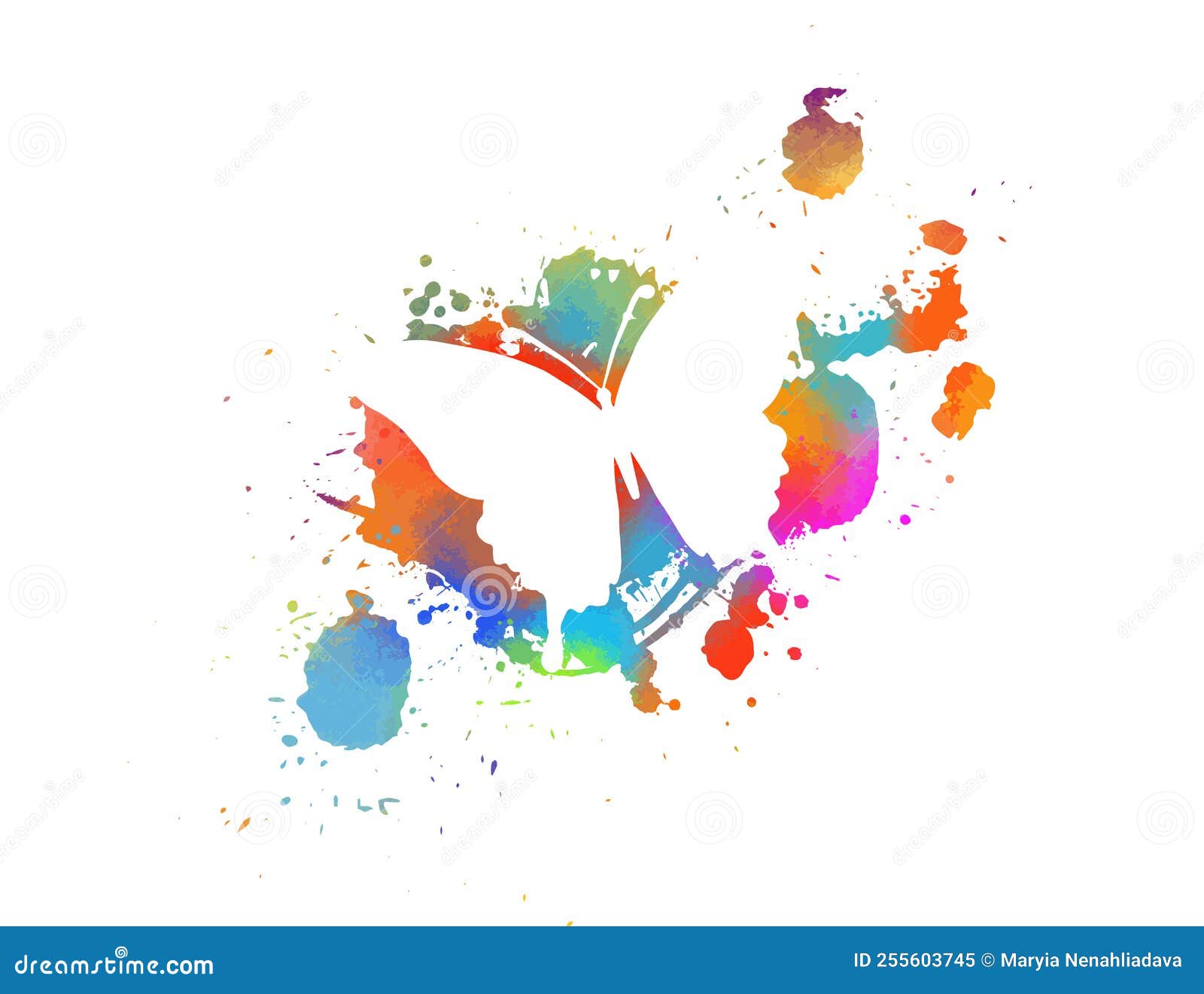 White Butterfly on a Colored Blot. Vector Illustration Stock Vector