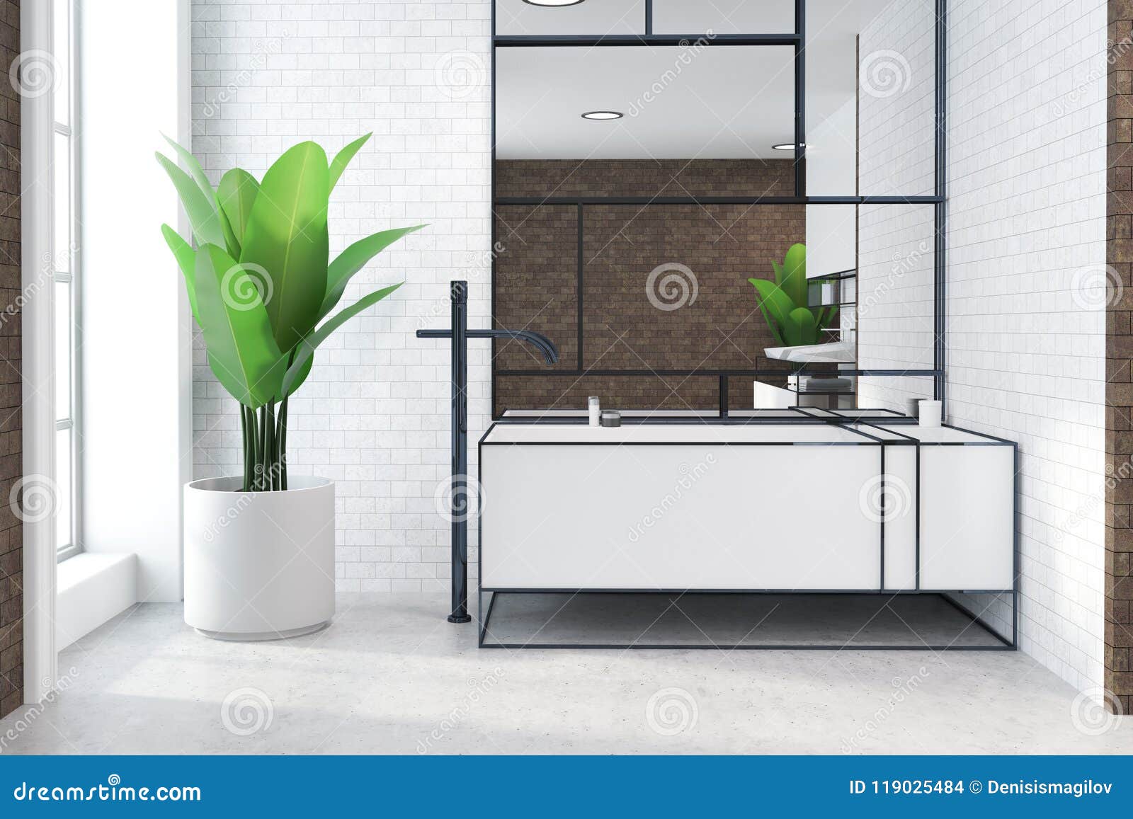 bathroom sink with plant