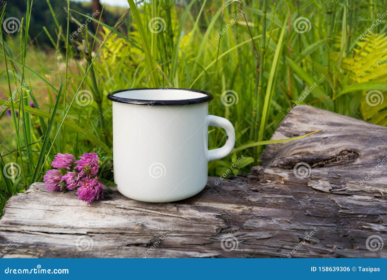 Download White Campfire Enamel Mug Mockup With Red Clover Stock ...