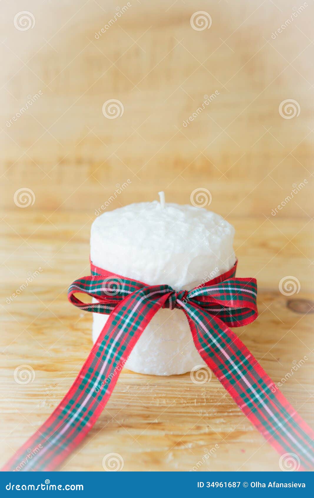 White Candle and Christmas Ribbon Stock Image Image of space, xmas