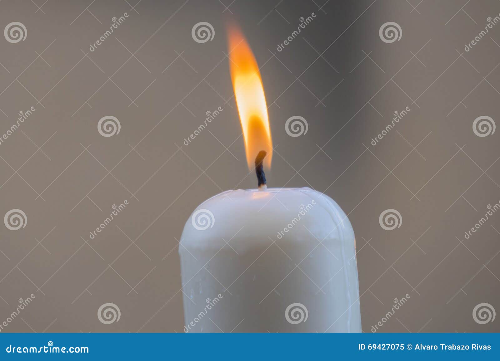 White Candle with the Flame Stock Image Image of illuminated, light