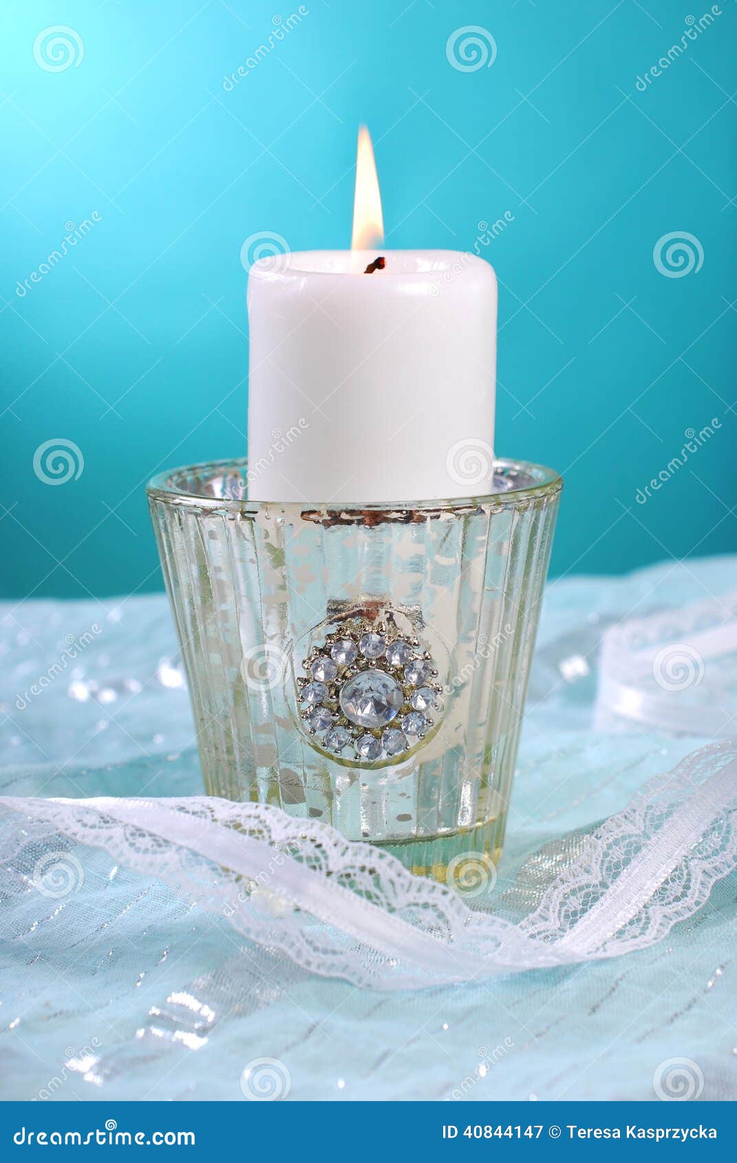 White candle with flame stock image. Image of glass, retro 40844147