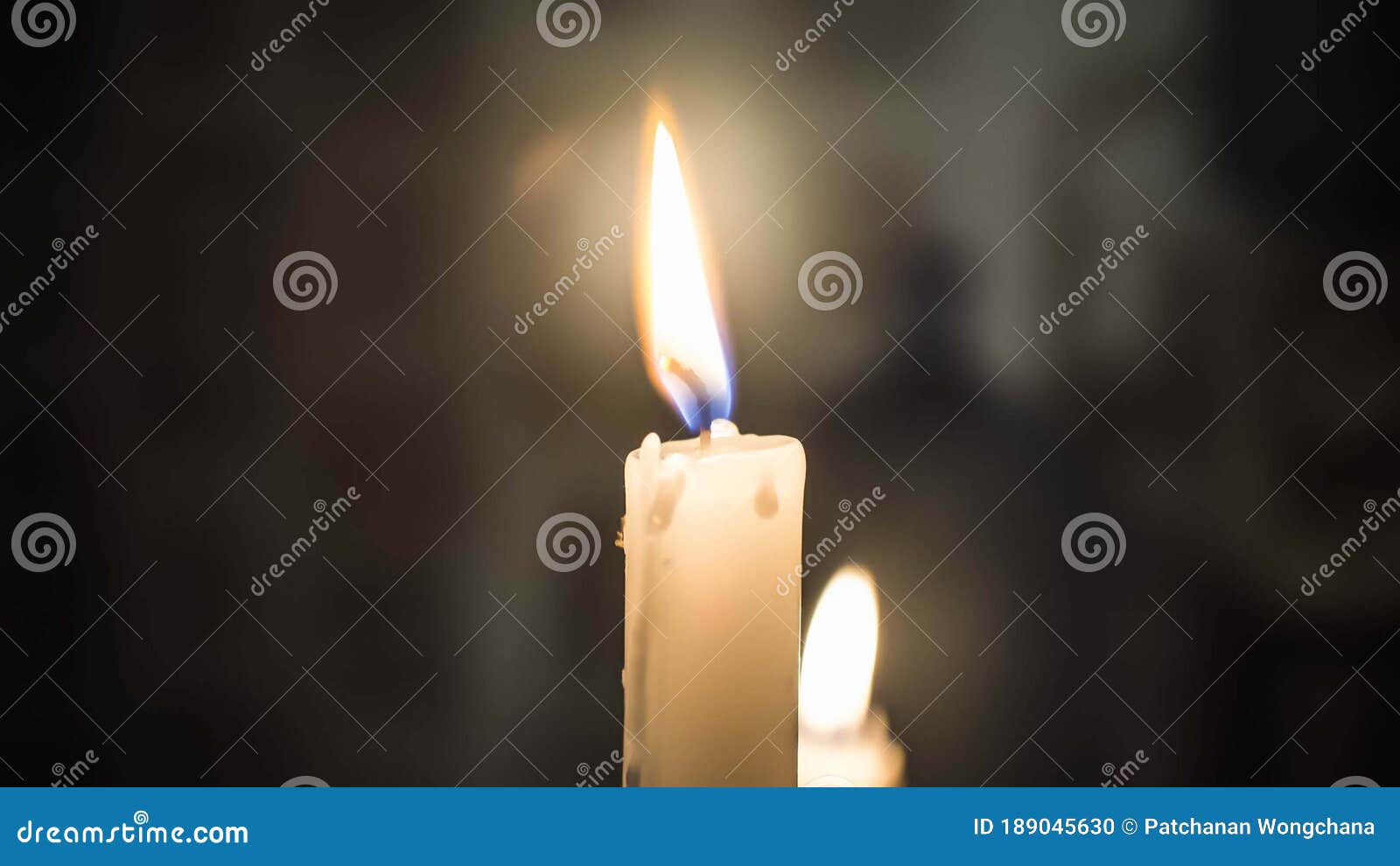 White Candle Flame at Night. Stock Photo Image of christmas, night