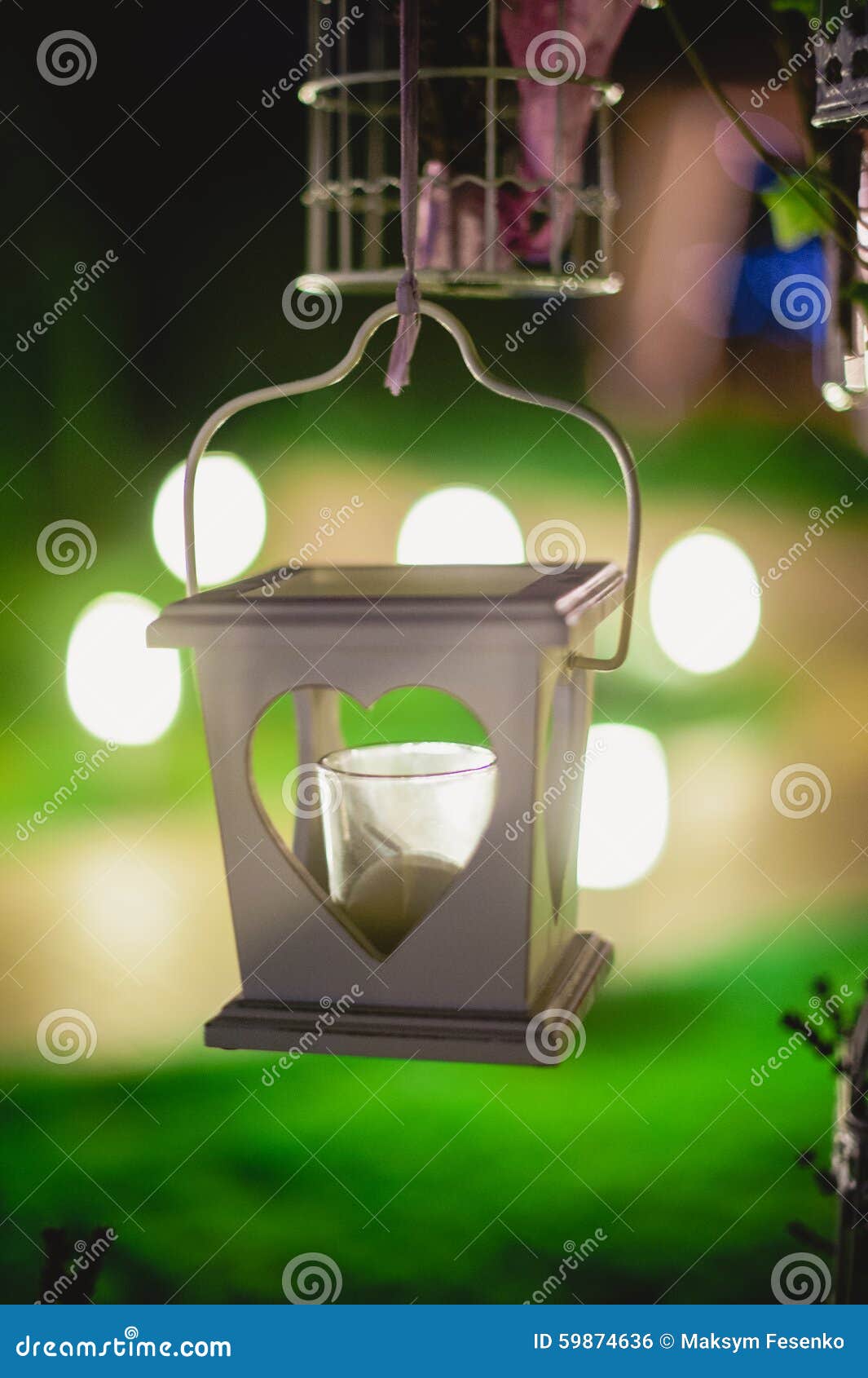 White Candle Holder with Heart Shaped Hole at Night Stock Photo Image of christmas, decorative