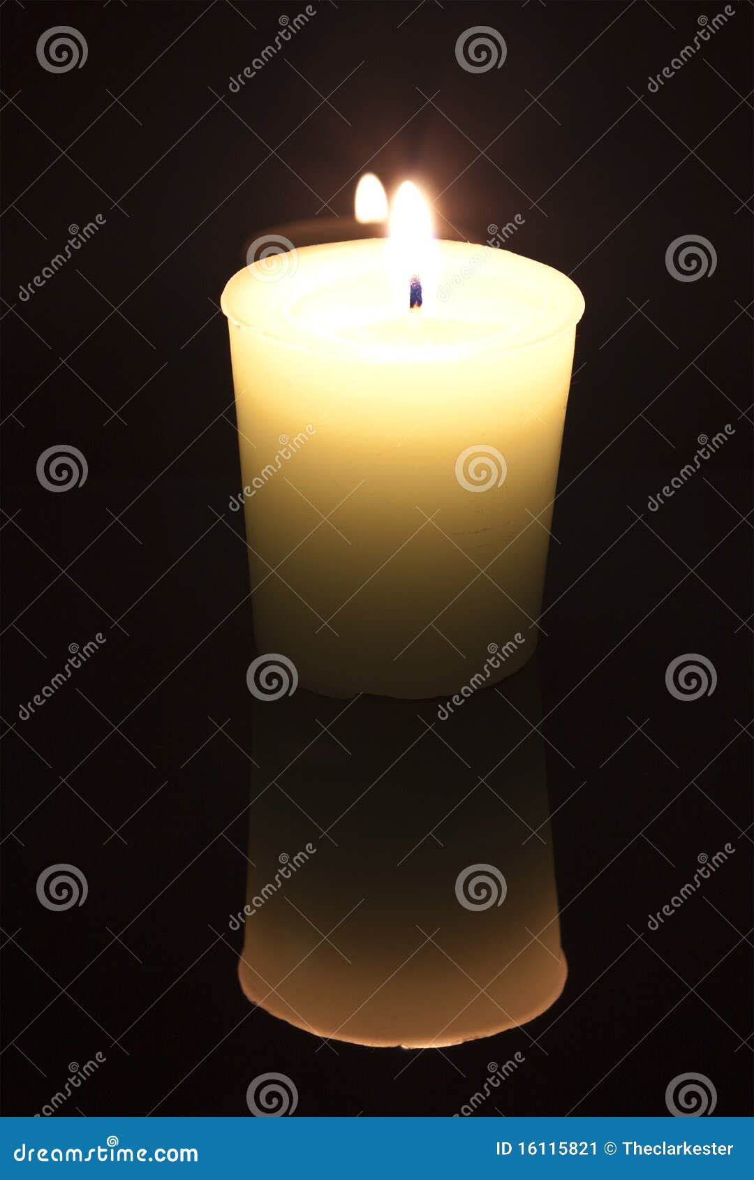 White Candle with Reflection Stock Image Image of background