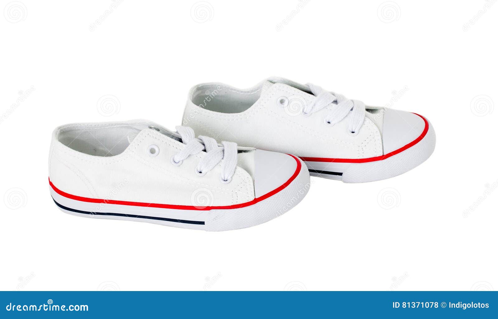 White Canvas Shoes with Red Strip. Stock Photo Image of white, sport