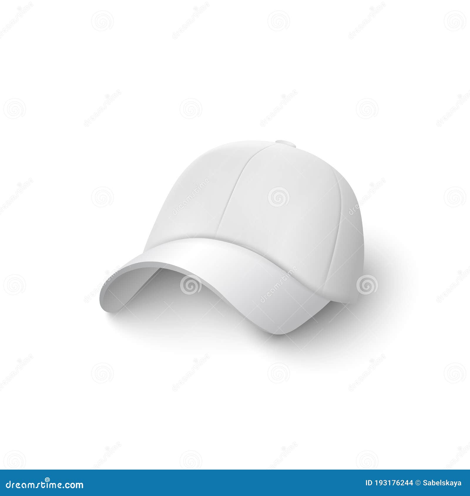 White Cap And Baseball Hat For The Head, Realistic Blank ...