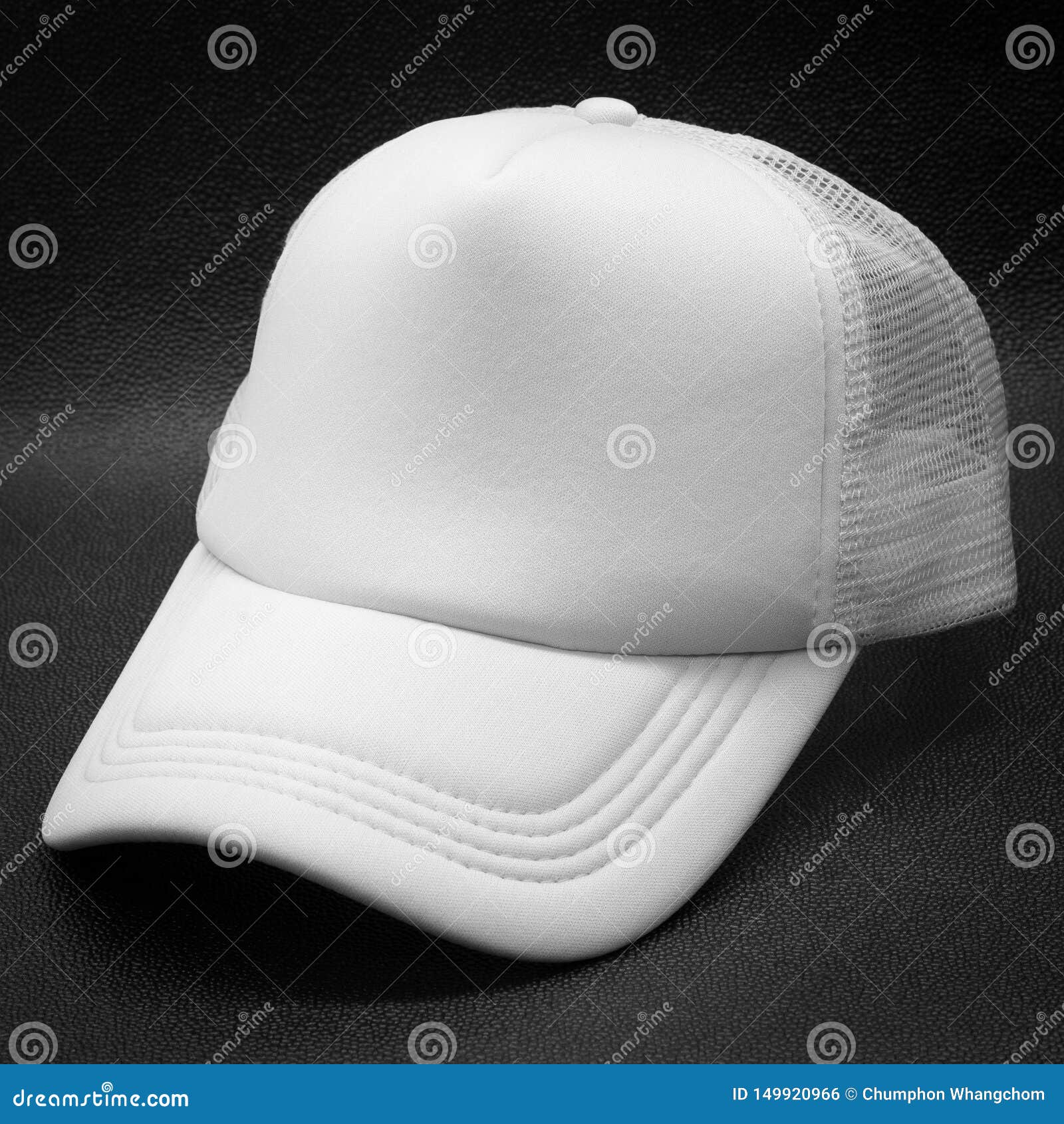 White Cap on Dark Background. Fashion Hat for Design Stock Photo ...
