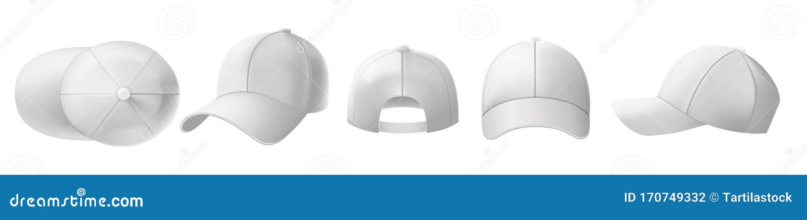 white cap mockup. sports visor hat template, baseball cap front and back view realistic 3d   set