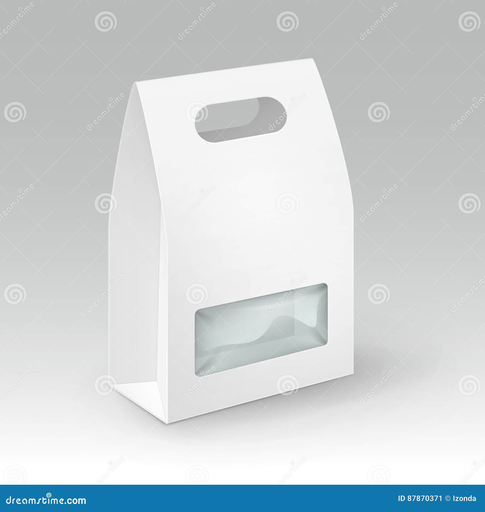 Download White Cardboard Handle Lunch Box Packaging For Sandwich, Food, Gift With Plastic Window Mock Up ...