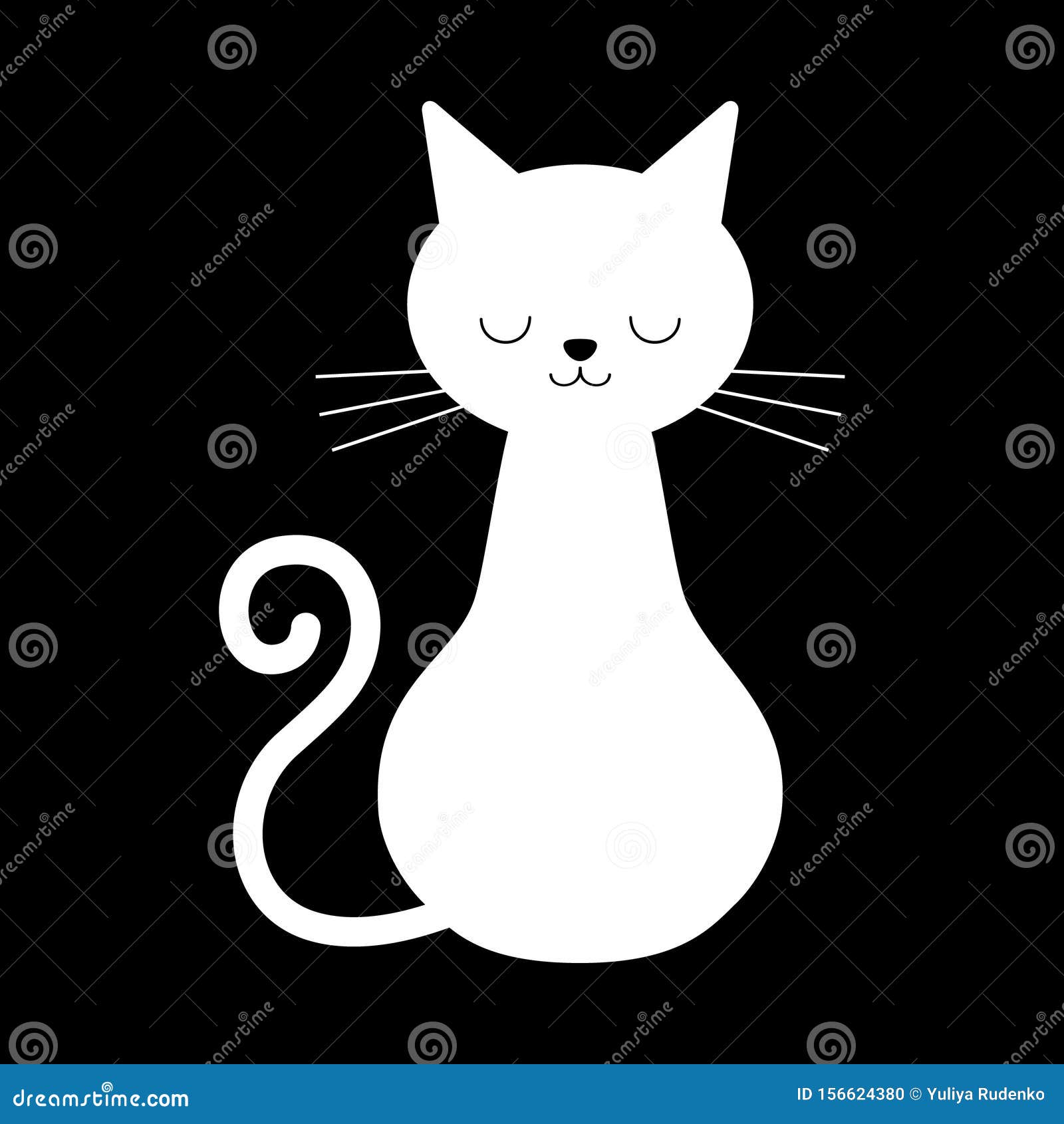 Black cat icon flat style isolated on white Vector Image