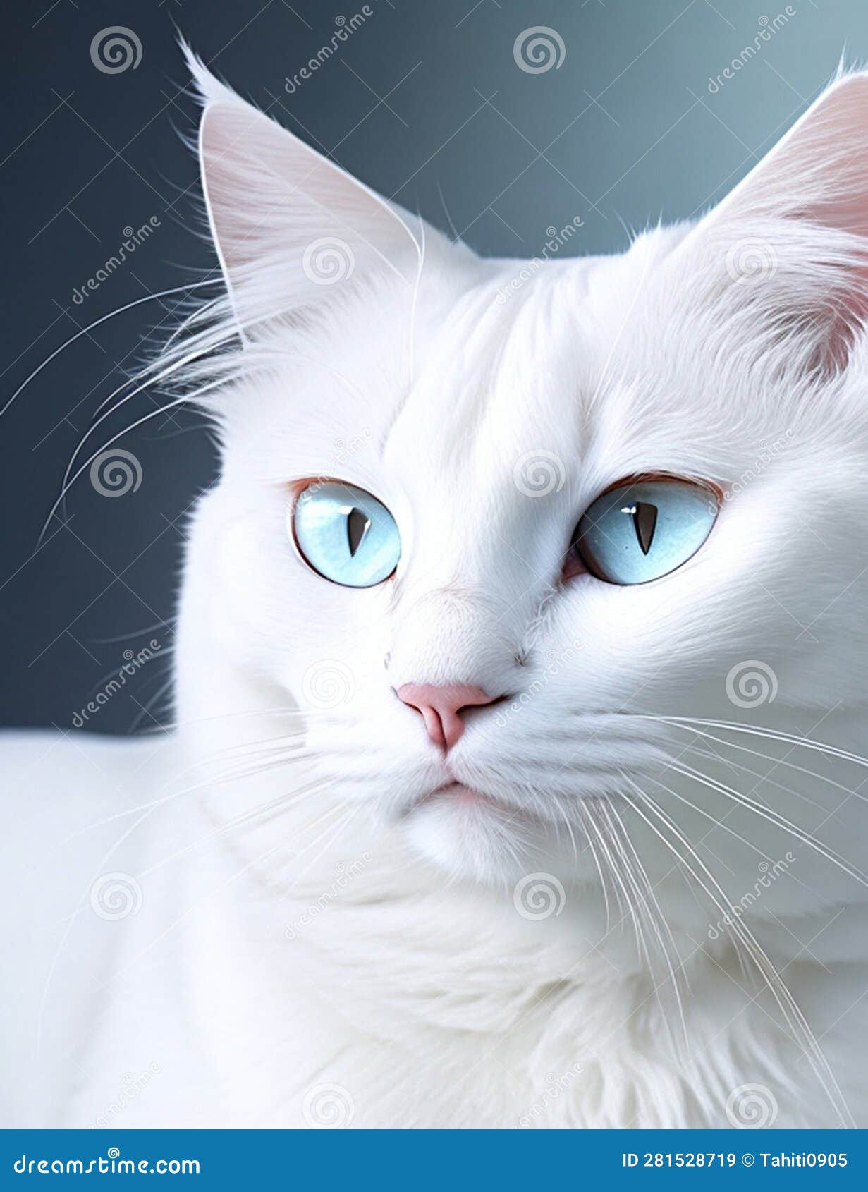 White Cat with Blue Eyes Watching Stock Illustration Illustration of