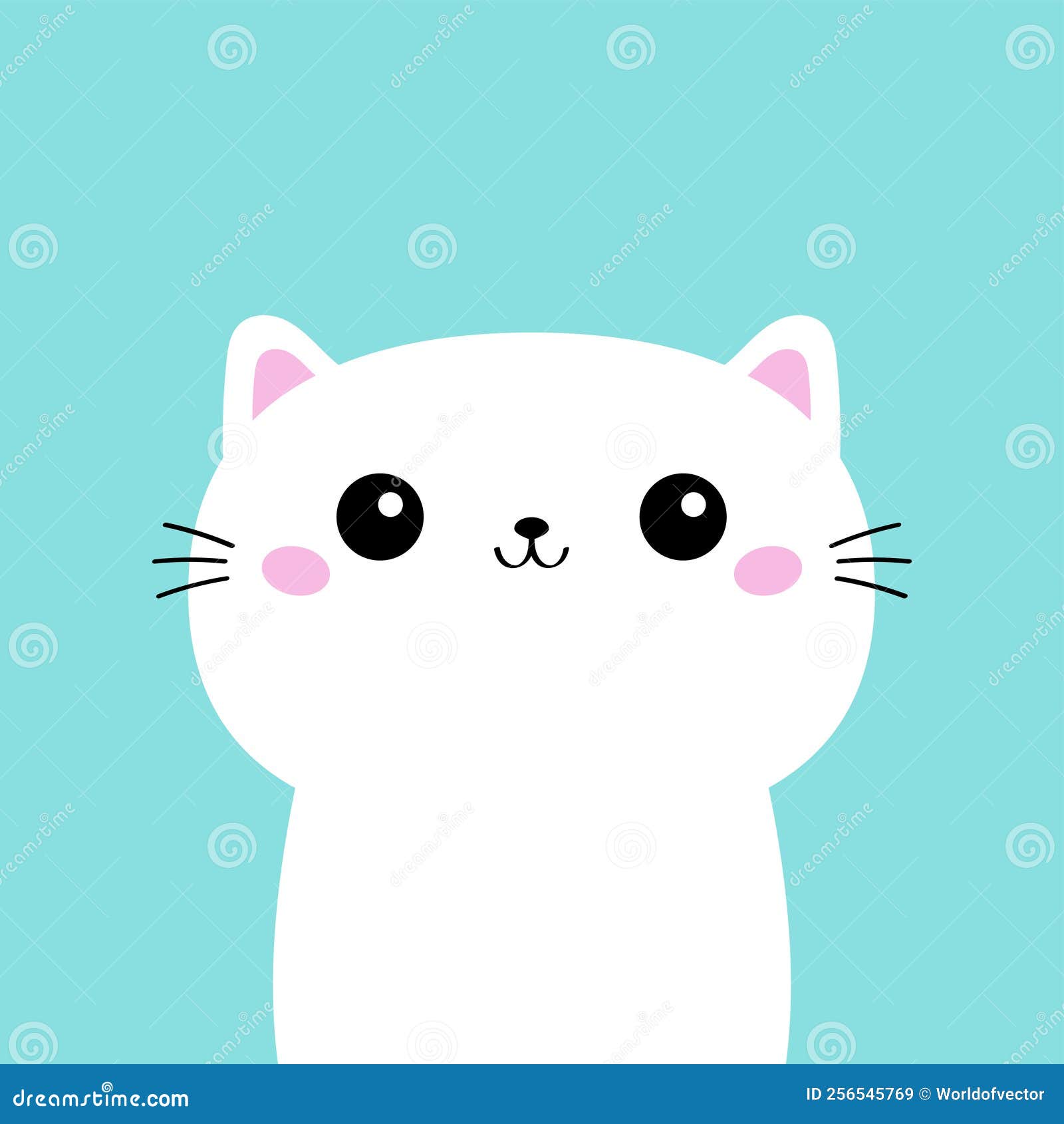 Cute White Cat Kitten Kitty Icon Kawaii Cartoon Character Funny