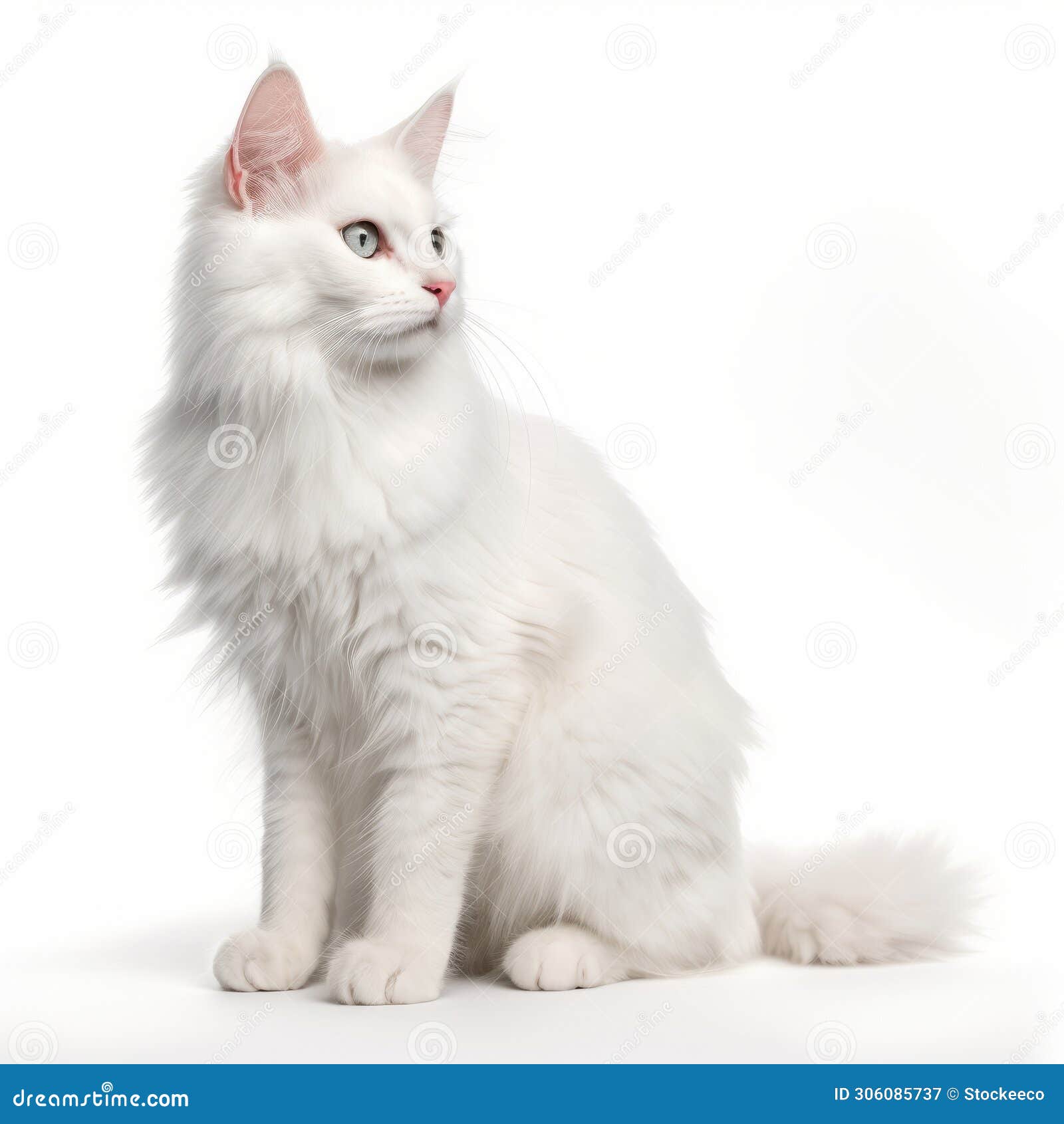 elegant turkish angora cat in classic white - 8k resolution