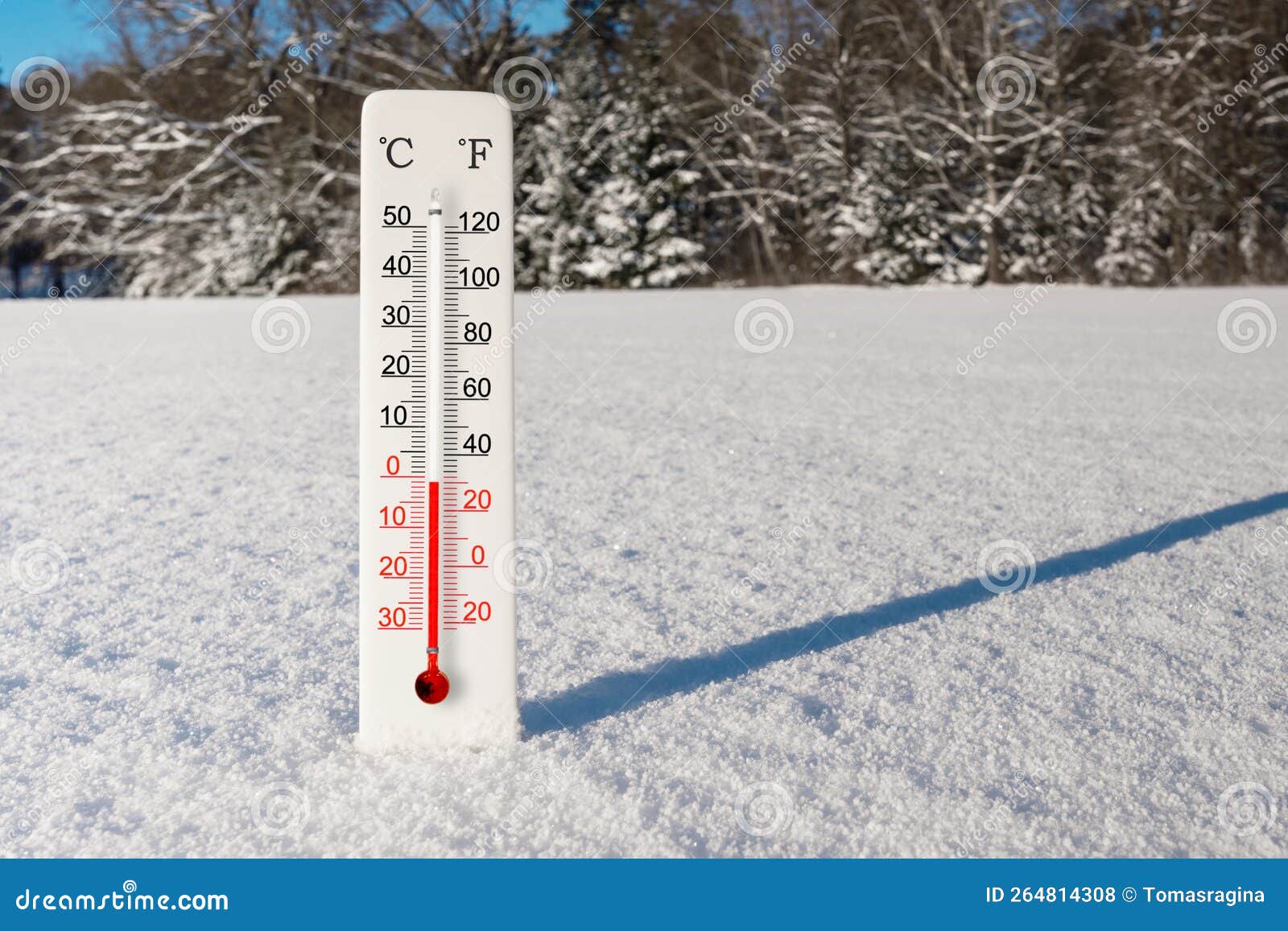 Fahrenheit scale thermometer isolated on a white background. Ambient  temperature minus 14 degrees Stock Photo