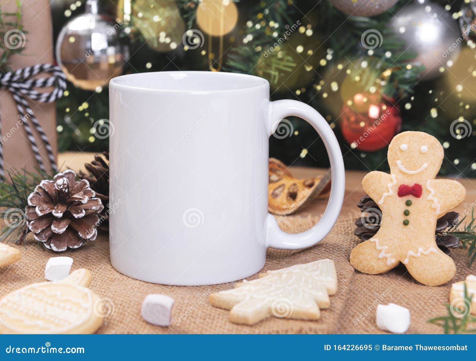 Download White Ceramic Coffee Cup And Christmas Decoration On Woon ...
